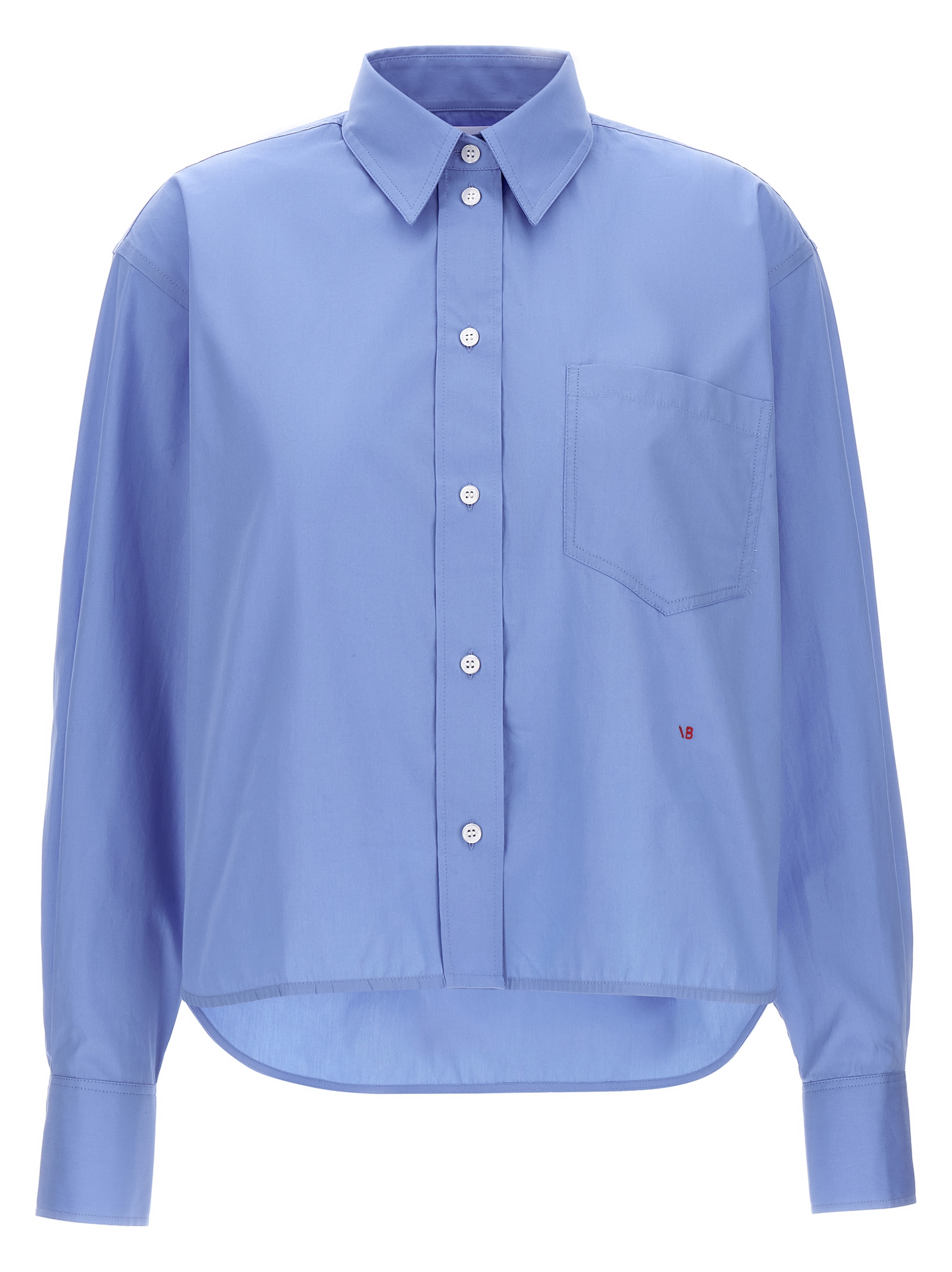 Cropped shirt with logo embroidery