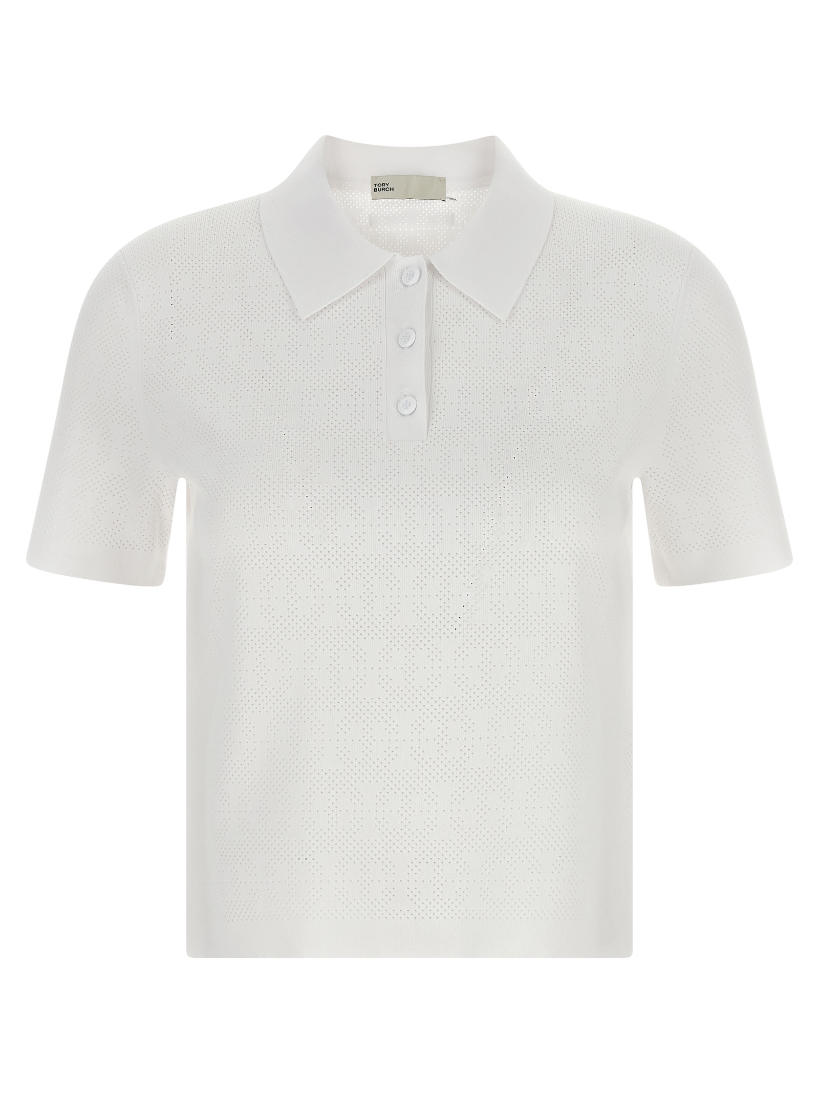 Pointelle viscose polo shirt