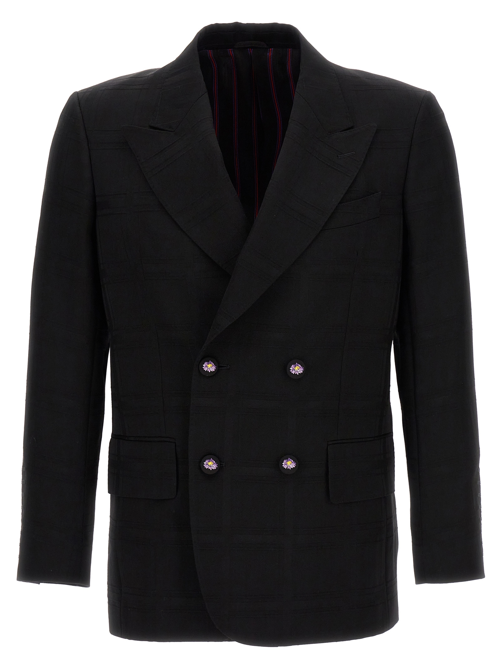 Check double-breasted blazer