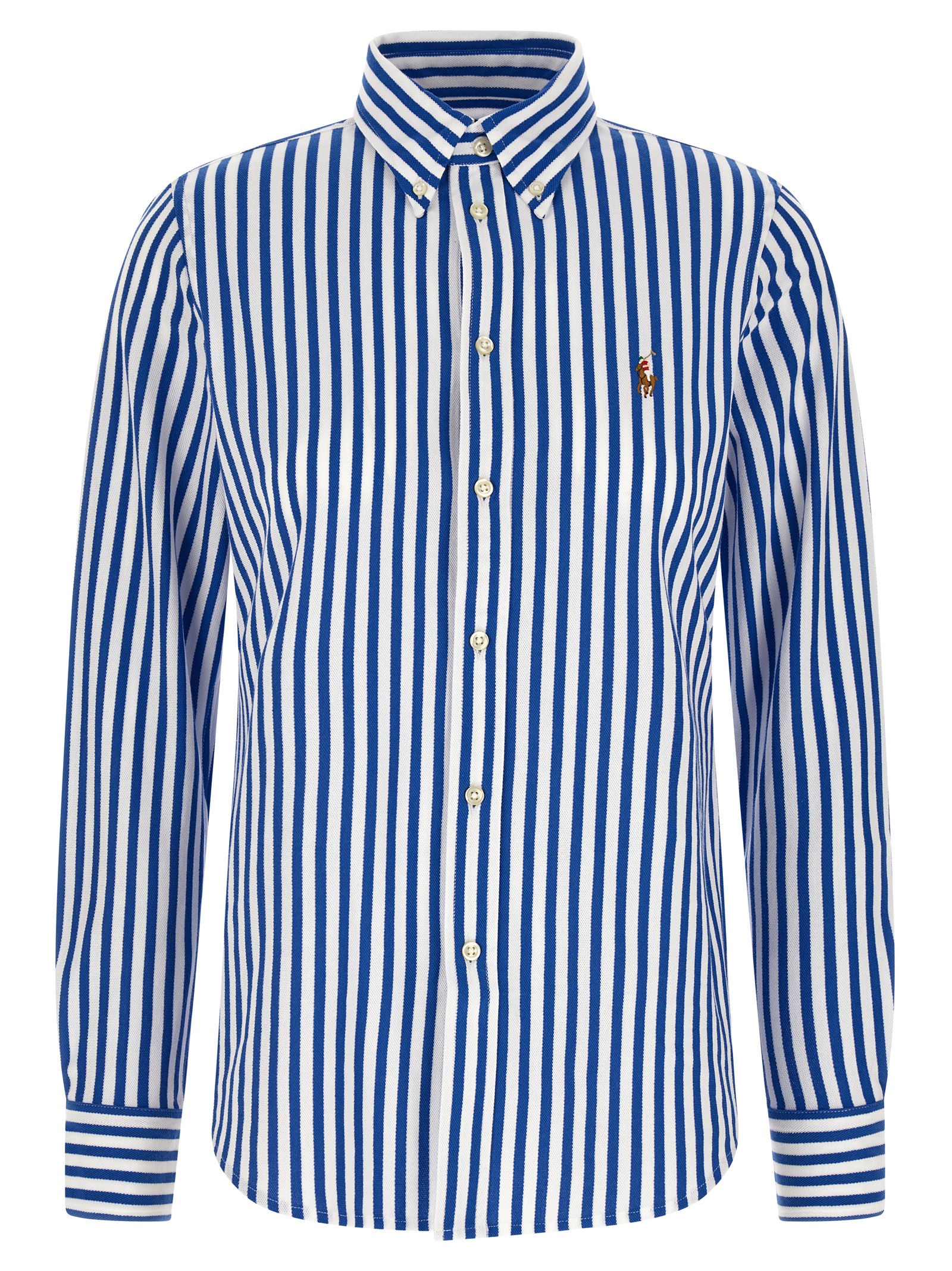 Oxford knit striped shirt