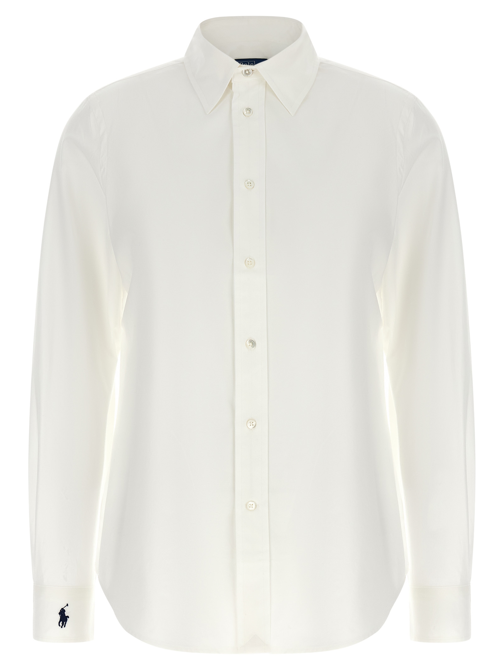 Polo Ralph Lauren Women's White Logo Embroidery Shirt Cotton Shirt, Blouse
