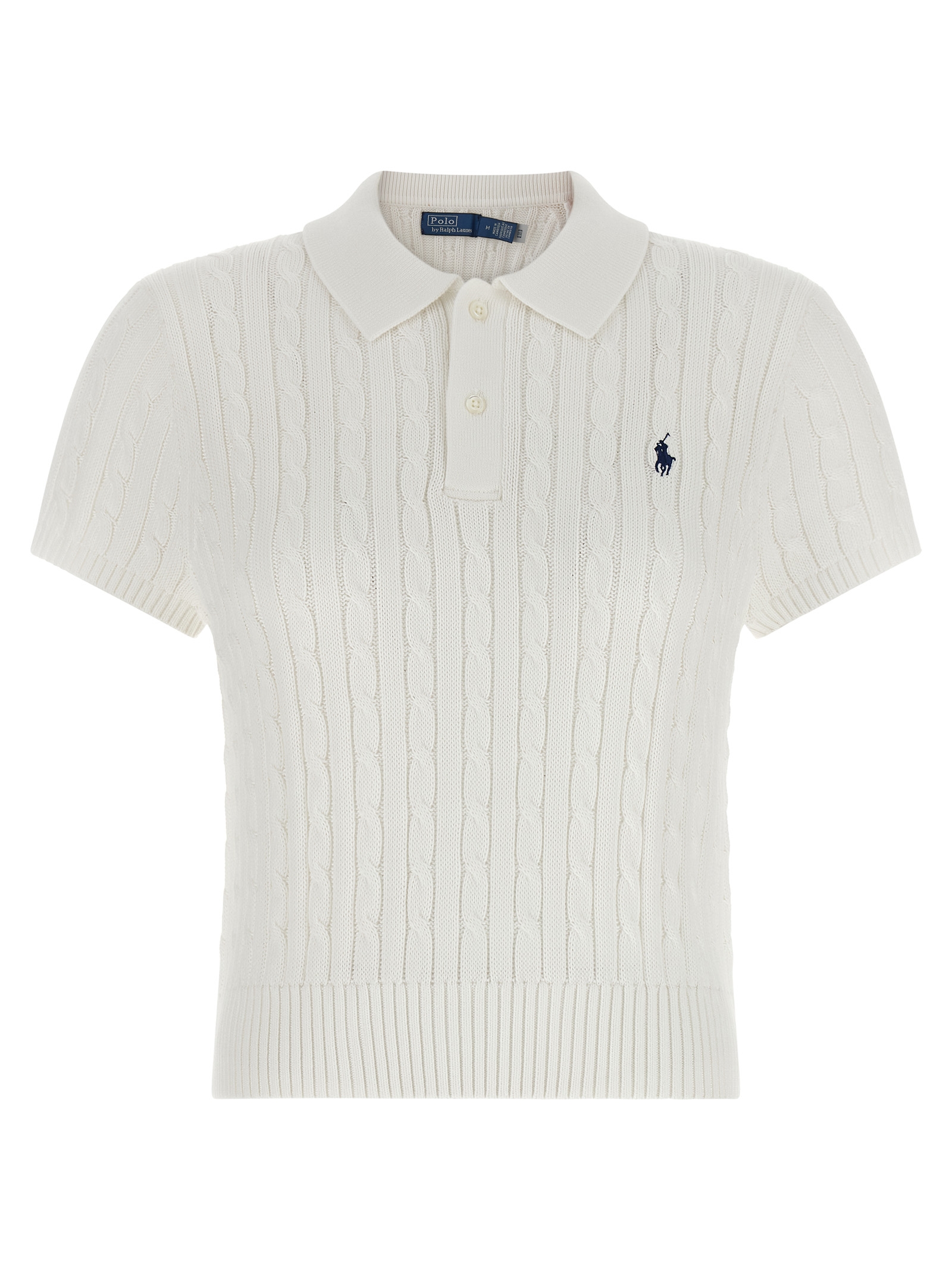 Braided crop polo shirt