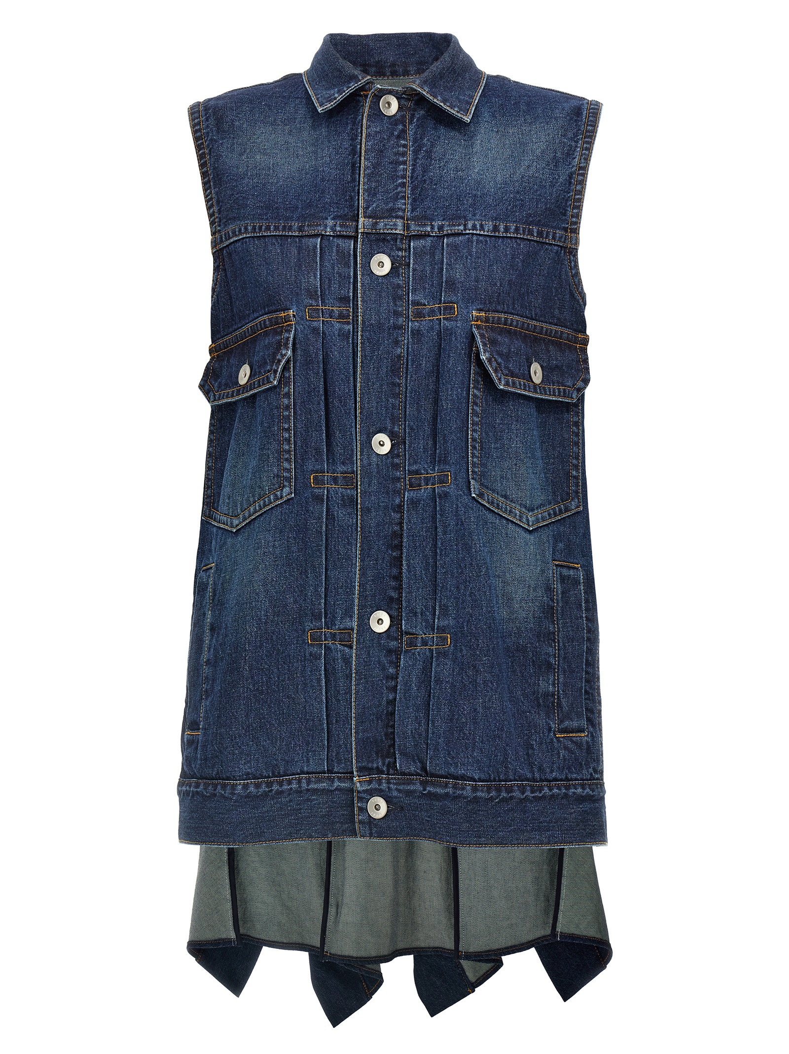 Ruffled denim dress