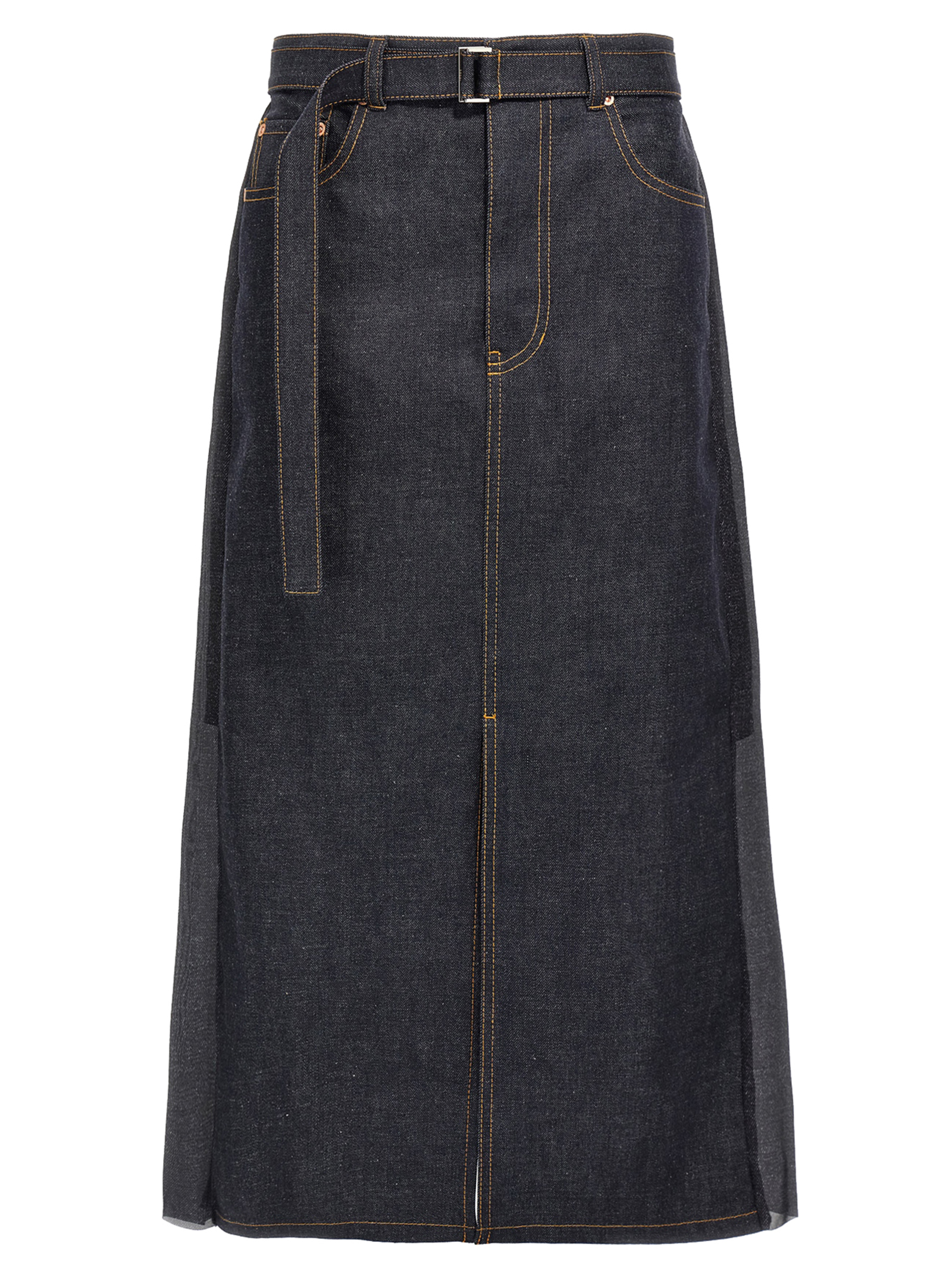 Pleated denim skirt