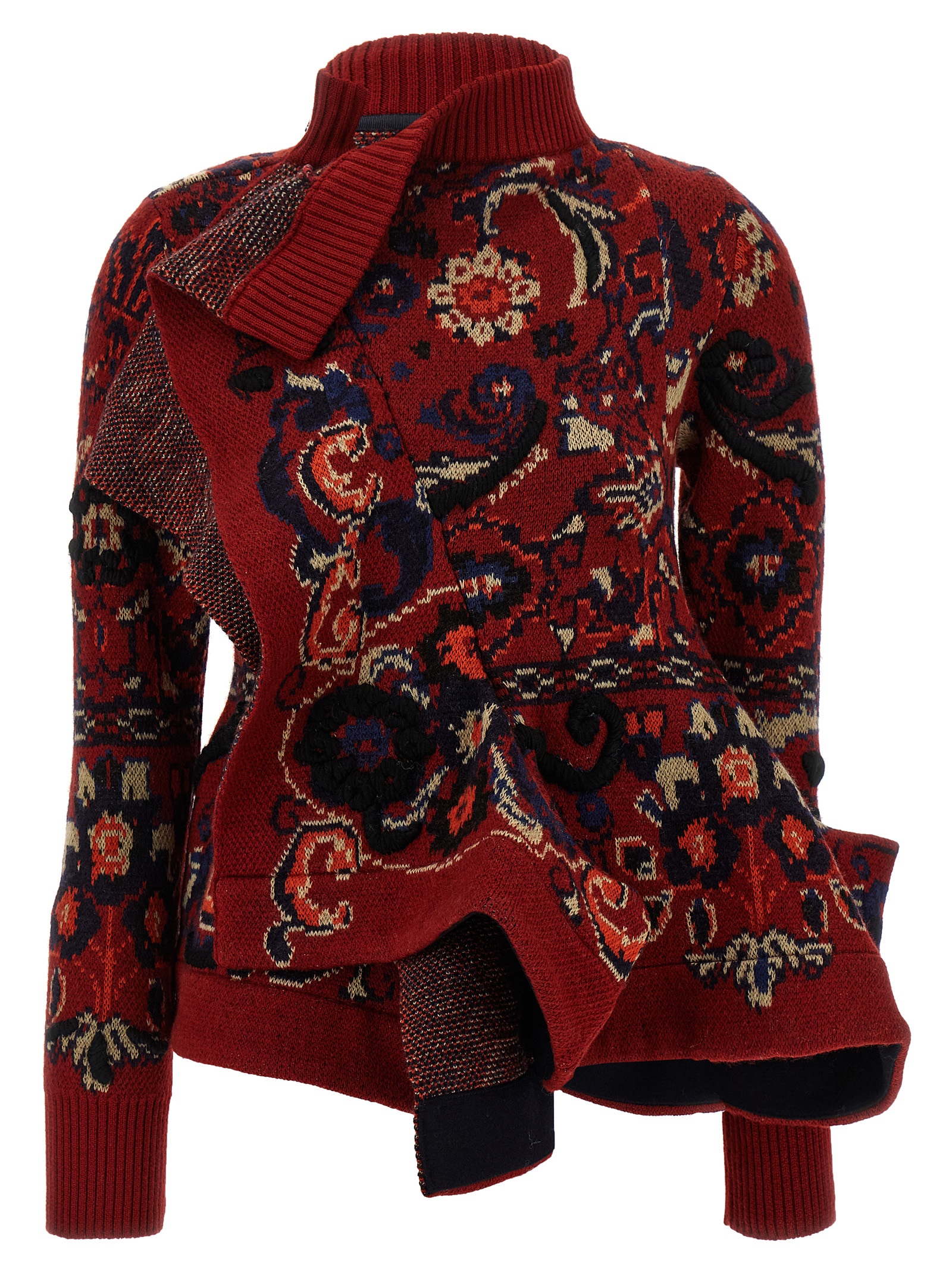 Jacquard wool cardigan