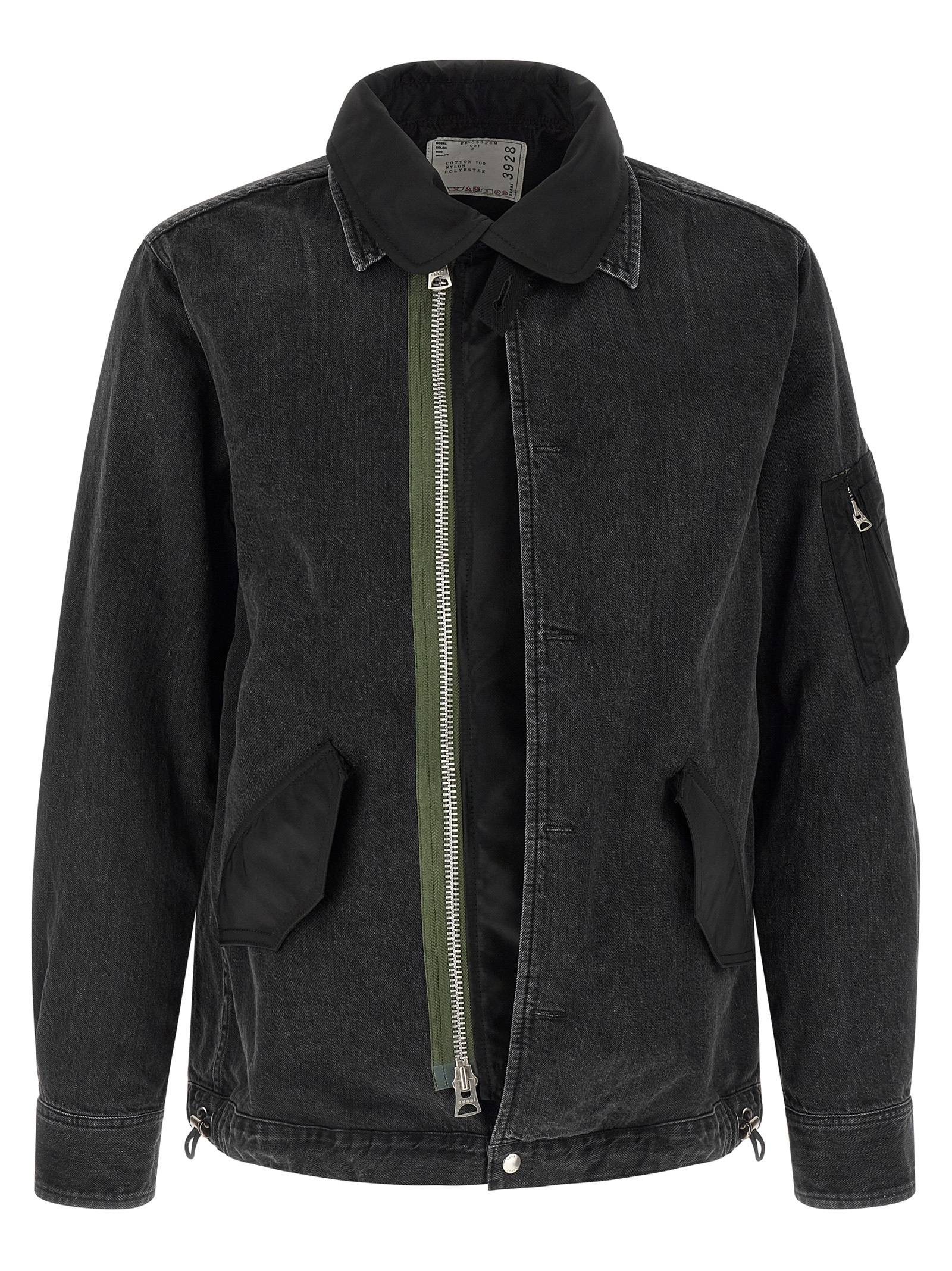 Nylon insert denim jacket