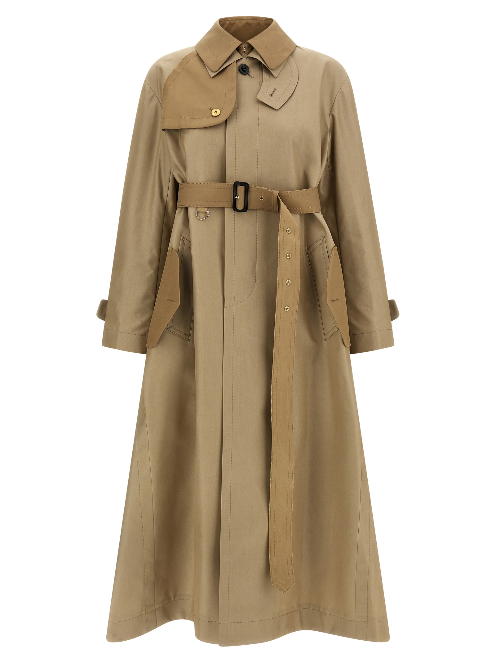 Double layer collar trench coat