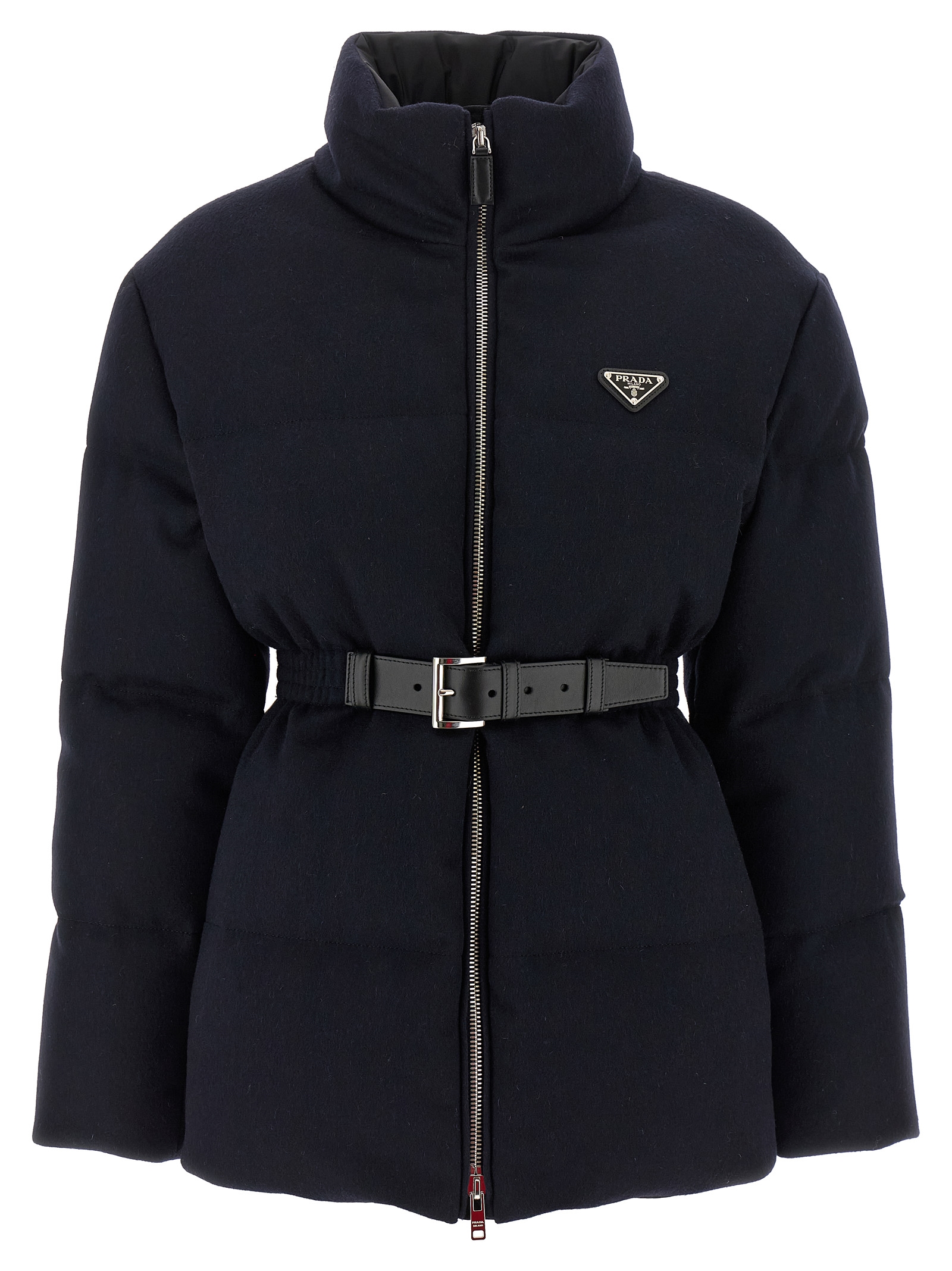 Belt wool down jacket