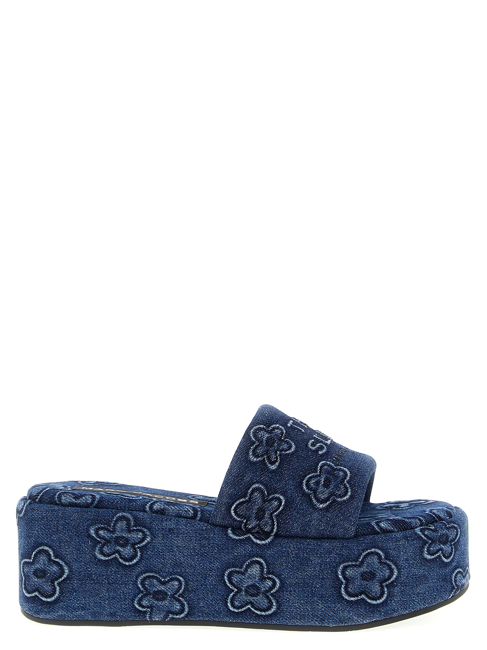 'The Puffy Daisy Denim Platform Sandal' slides