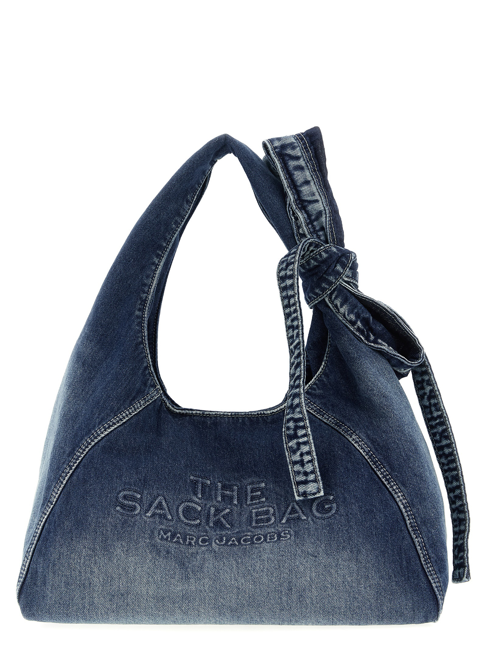 'The Bow Denim Medium Sack' shoulder bag