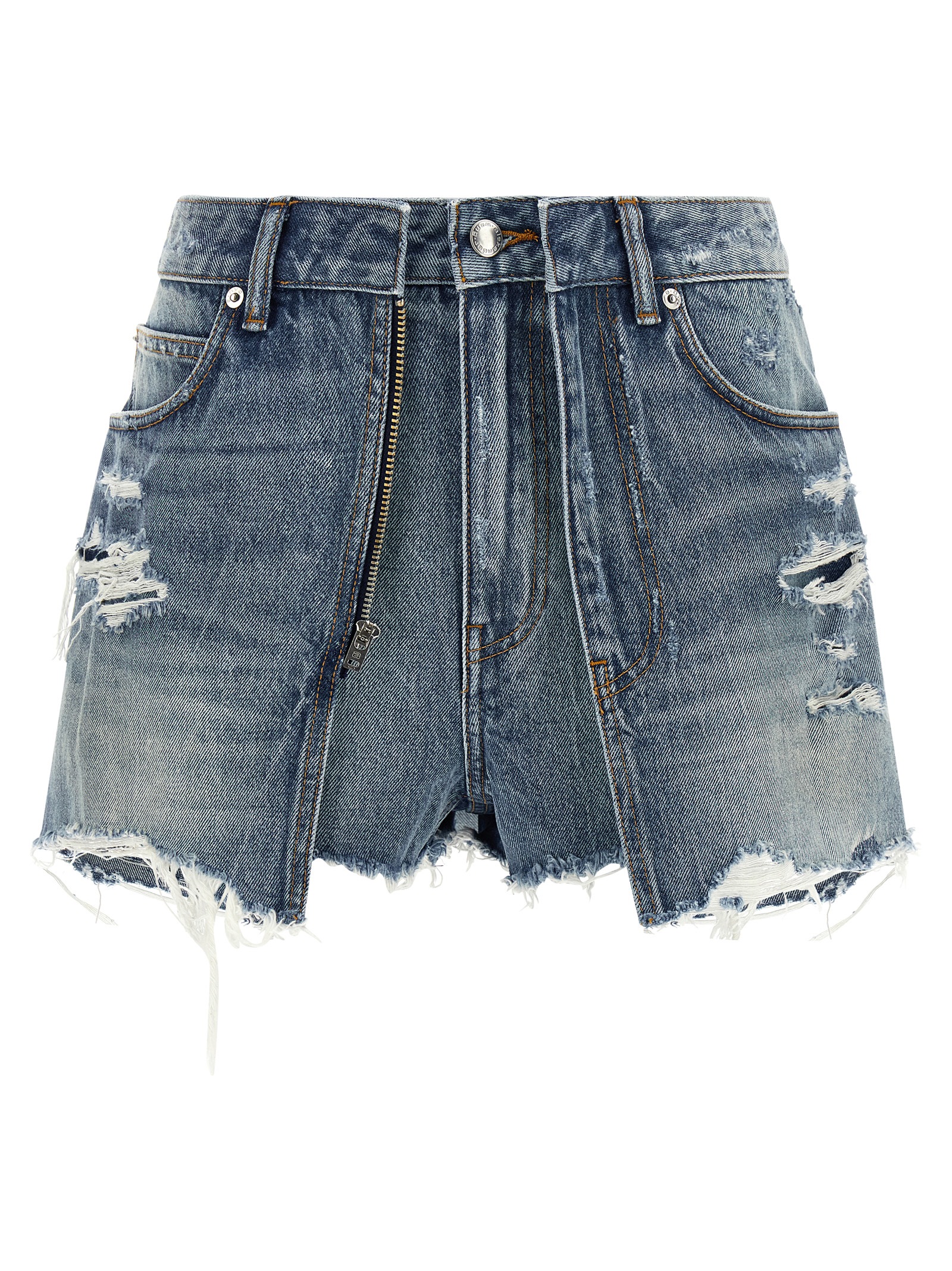 Double layer denim skort