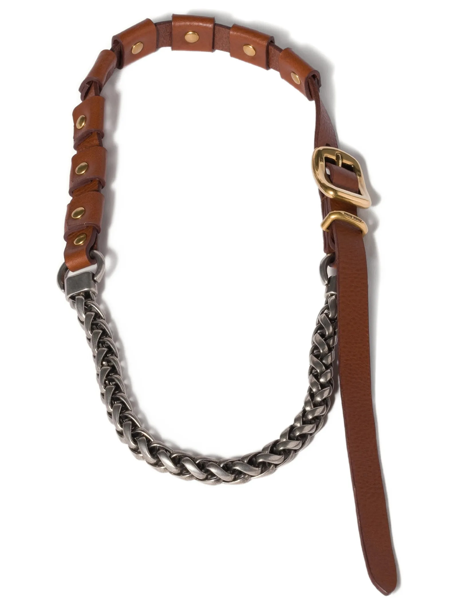 Metal and leather necklace