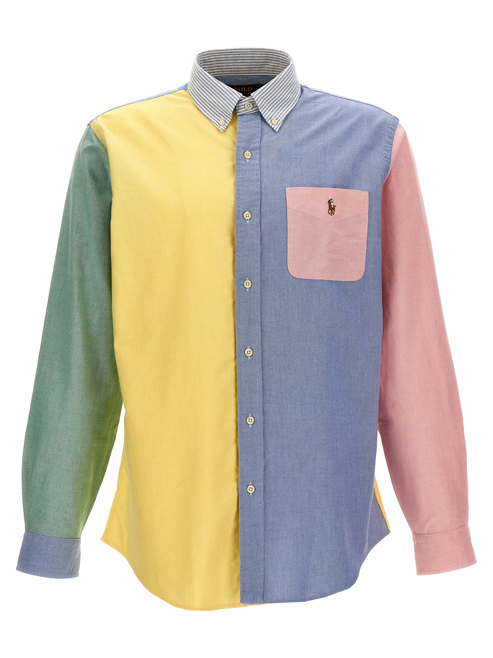 Patchwork shirt with logo embroidery