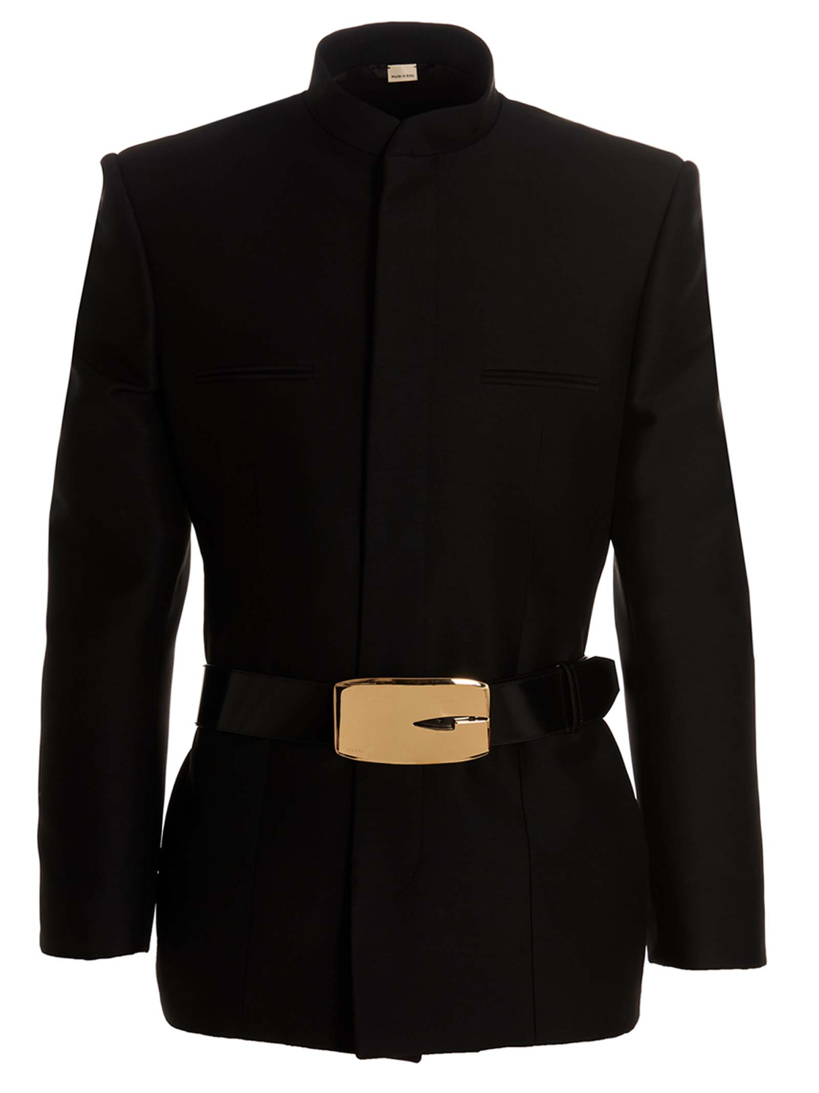 Mandarin collar blazer jacket