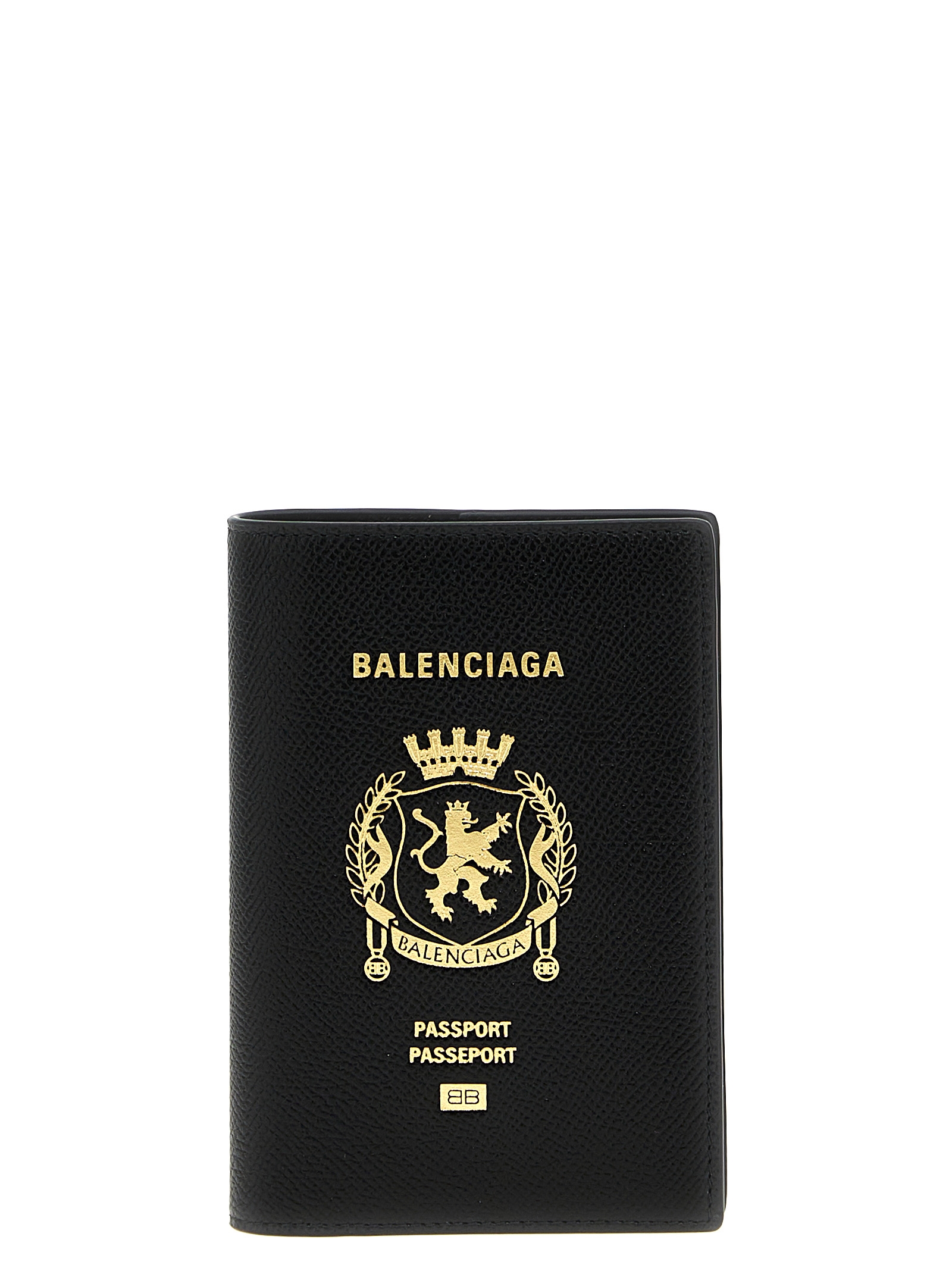 Logo leather passport holder