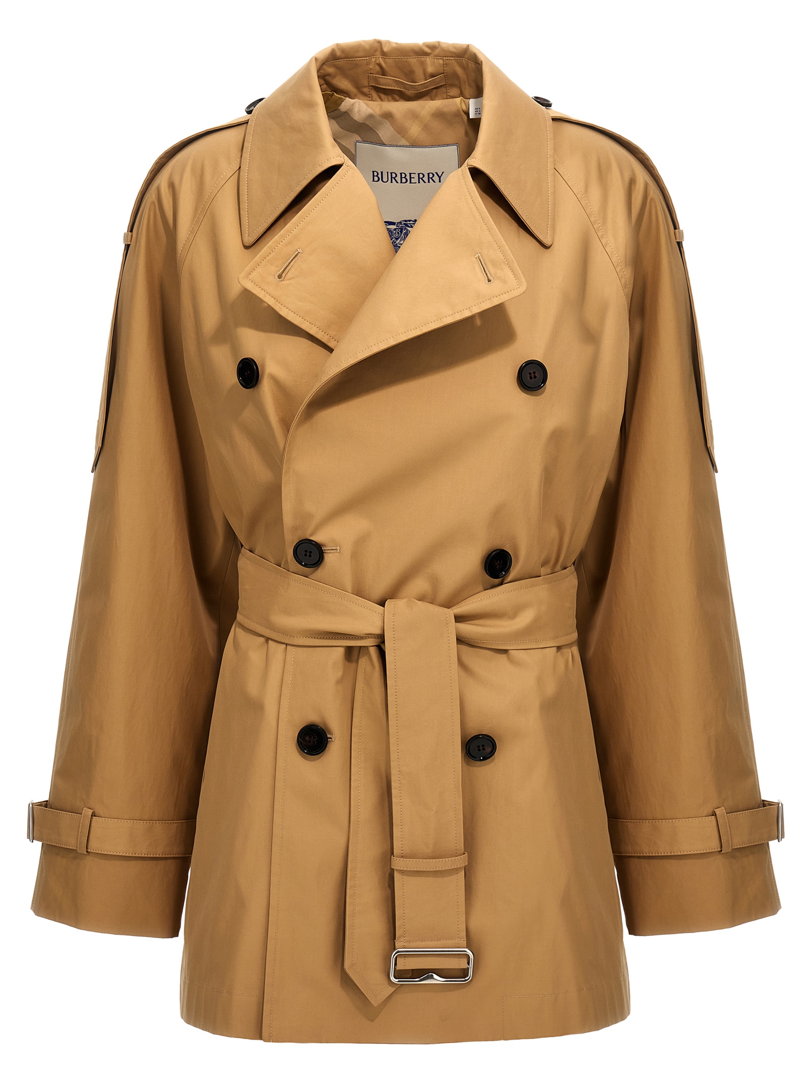 Double-breasted short trench coat