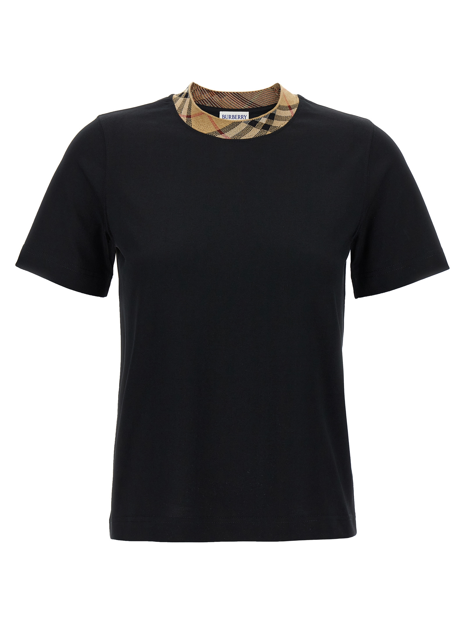 Check neck t-shirt