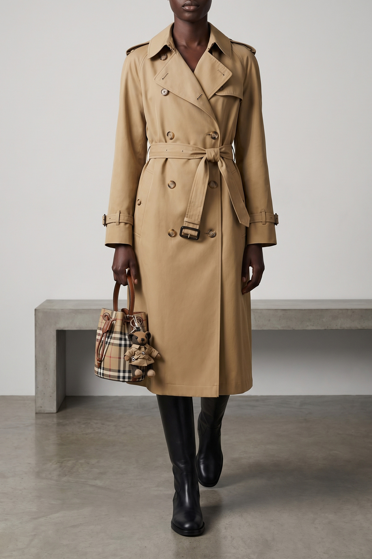 BURBERRY 오르세토 토마스 캐시미어 키링 스냅 훅 메탈 링