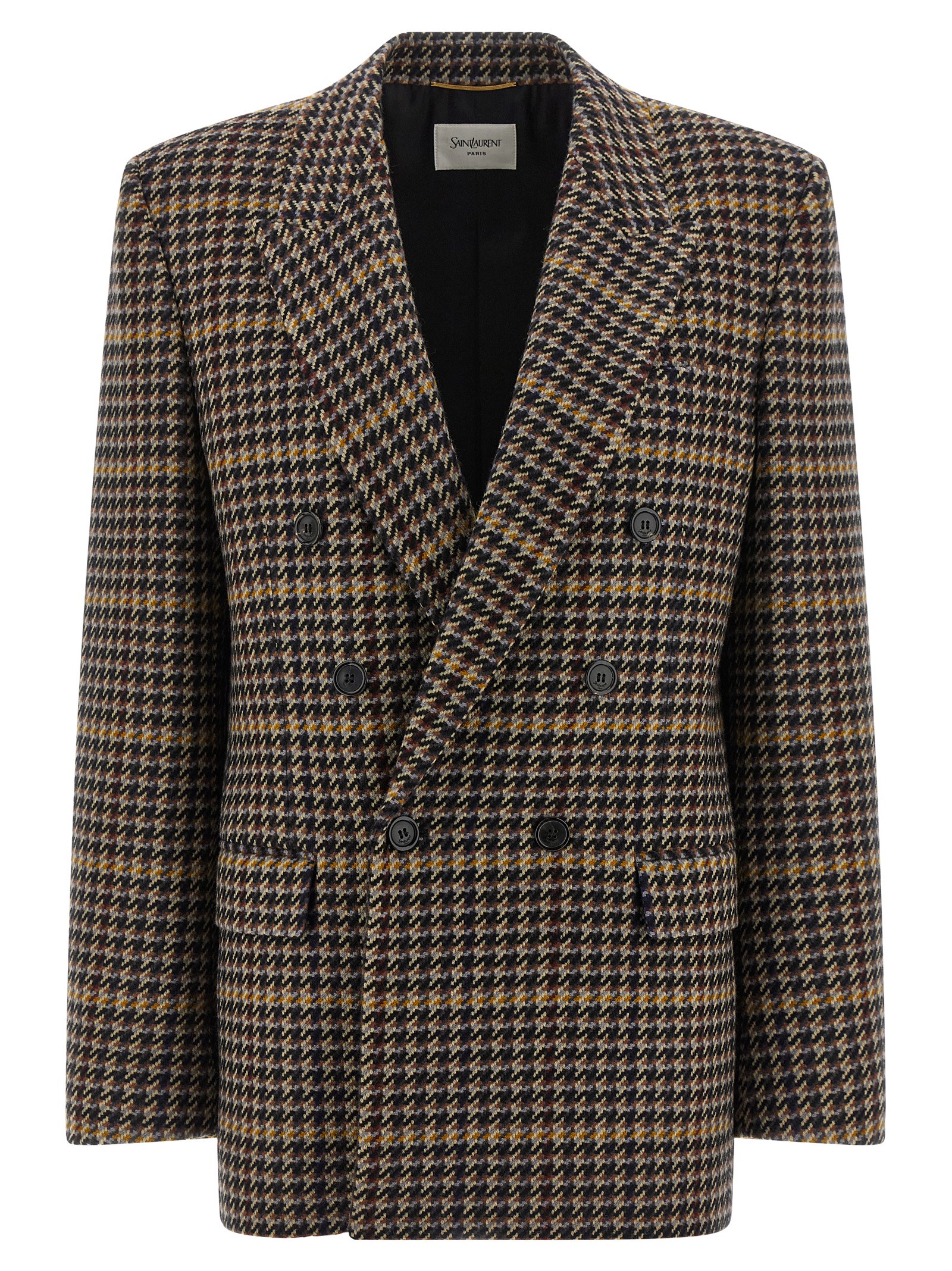 Double-breasted houndstooth blazer