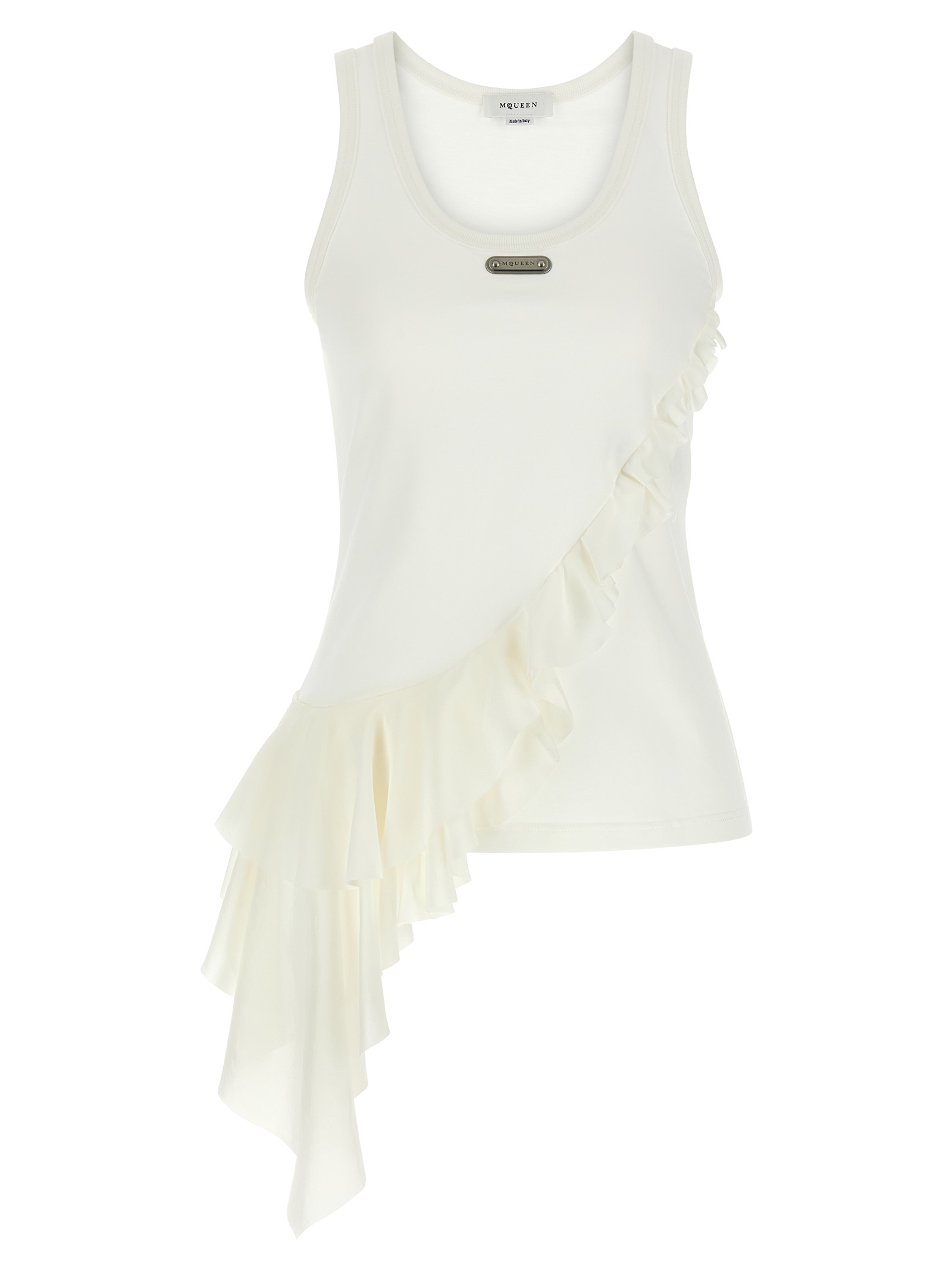 Silk ruffle tank top