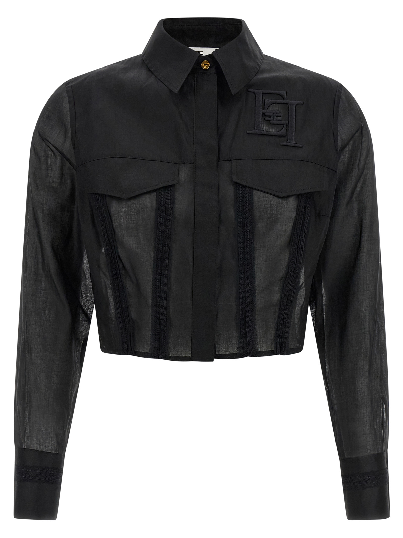 Logo embroidery maxi crop shirt