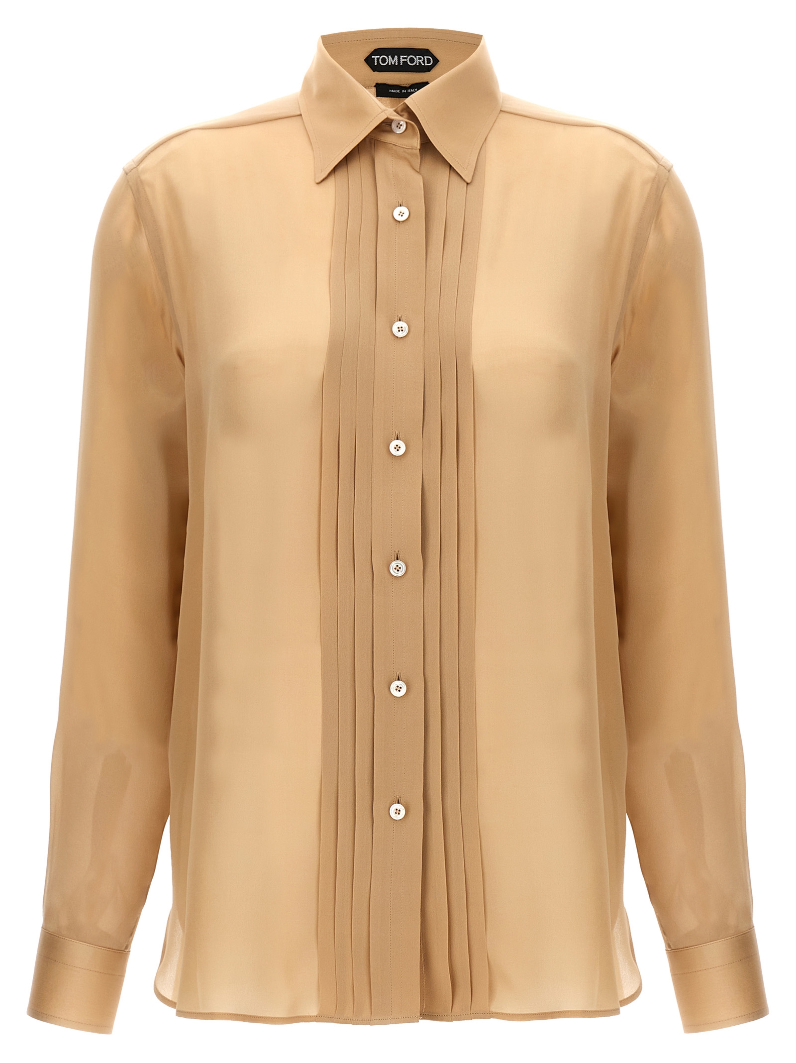 Pleated plastron shirt