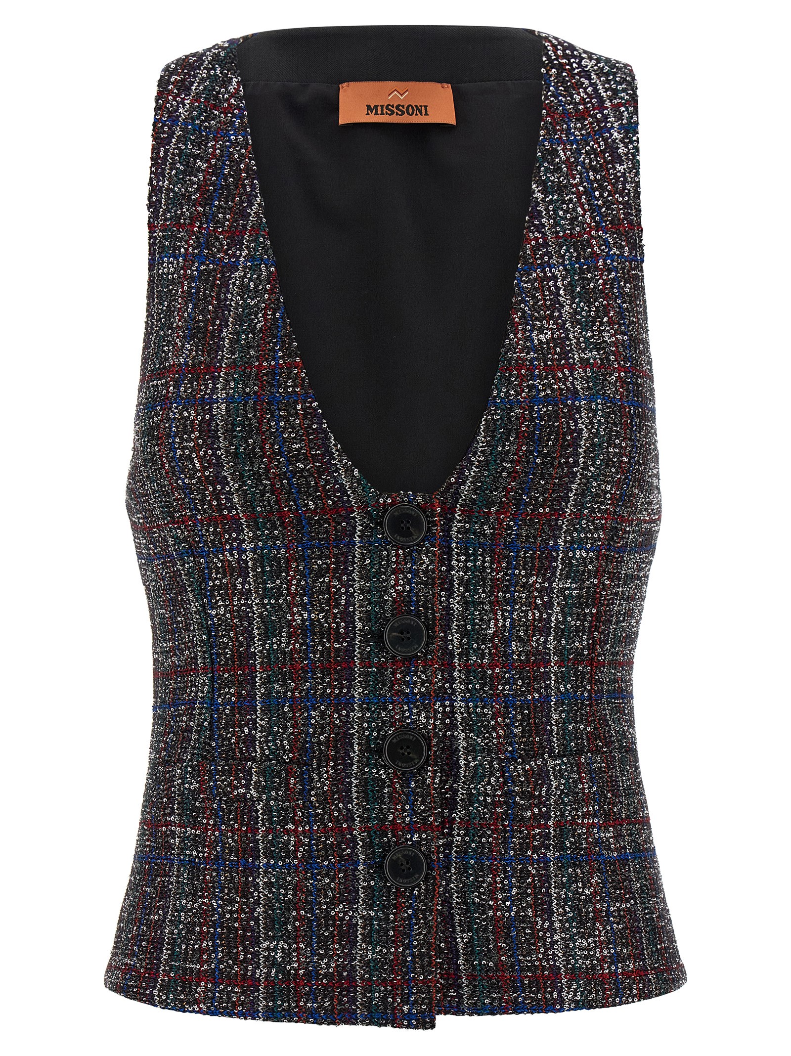 Sequin tartan vest