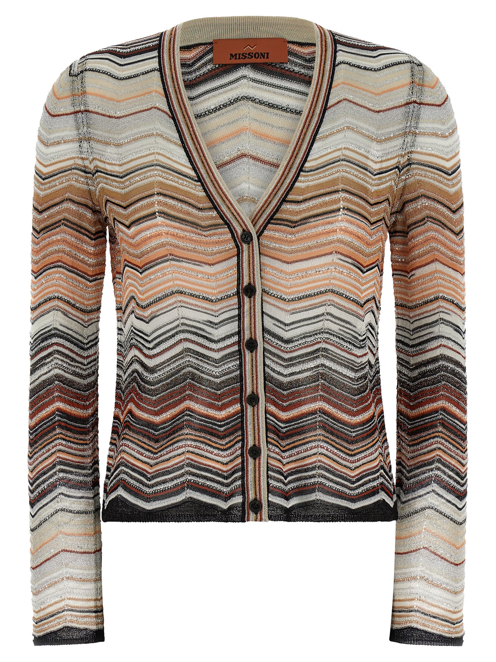Chevron lamé cardigan