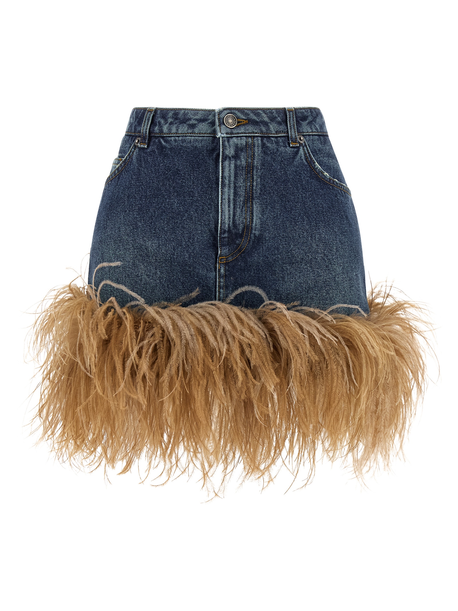 Feather denim skirt