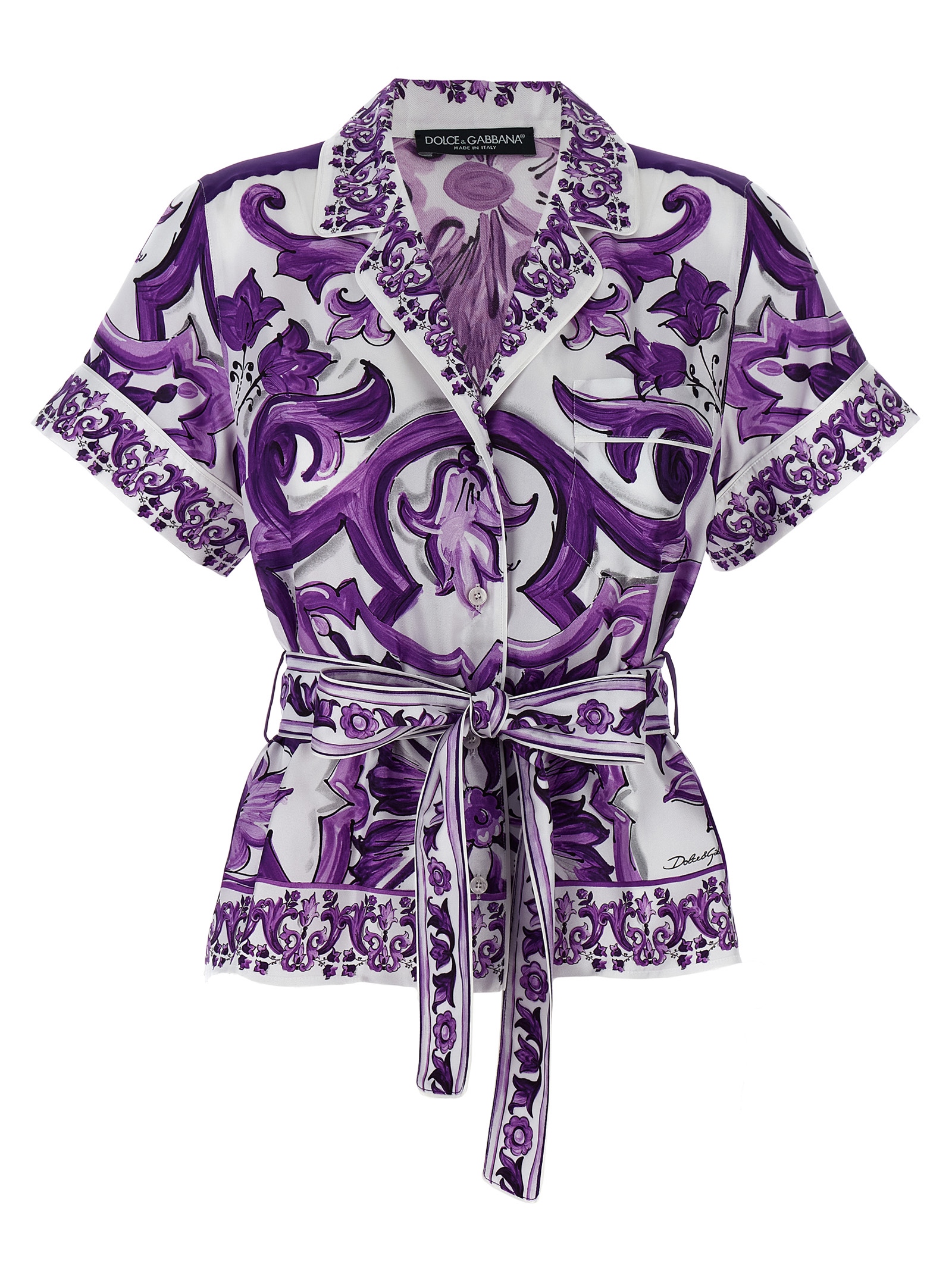 'Maiolica' print pajama shirt