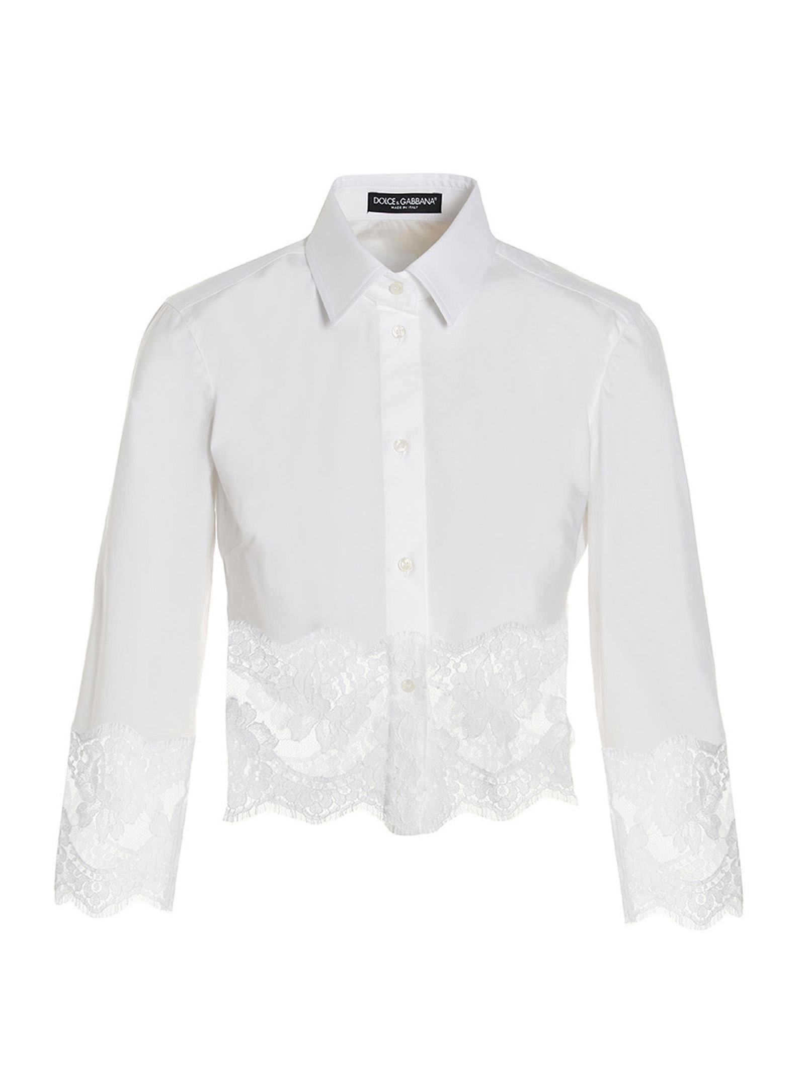 Dolce & Gabbana Women's White Lace Shirt Cotton Polyamide Elastane Shirt, Blouse