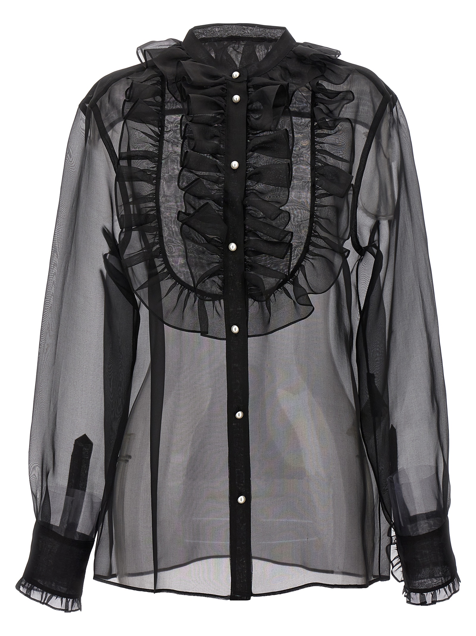 Plastron and ruffle shirt