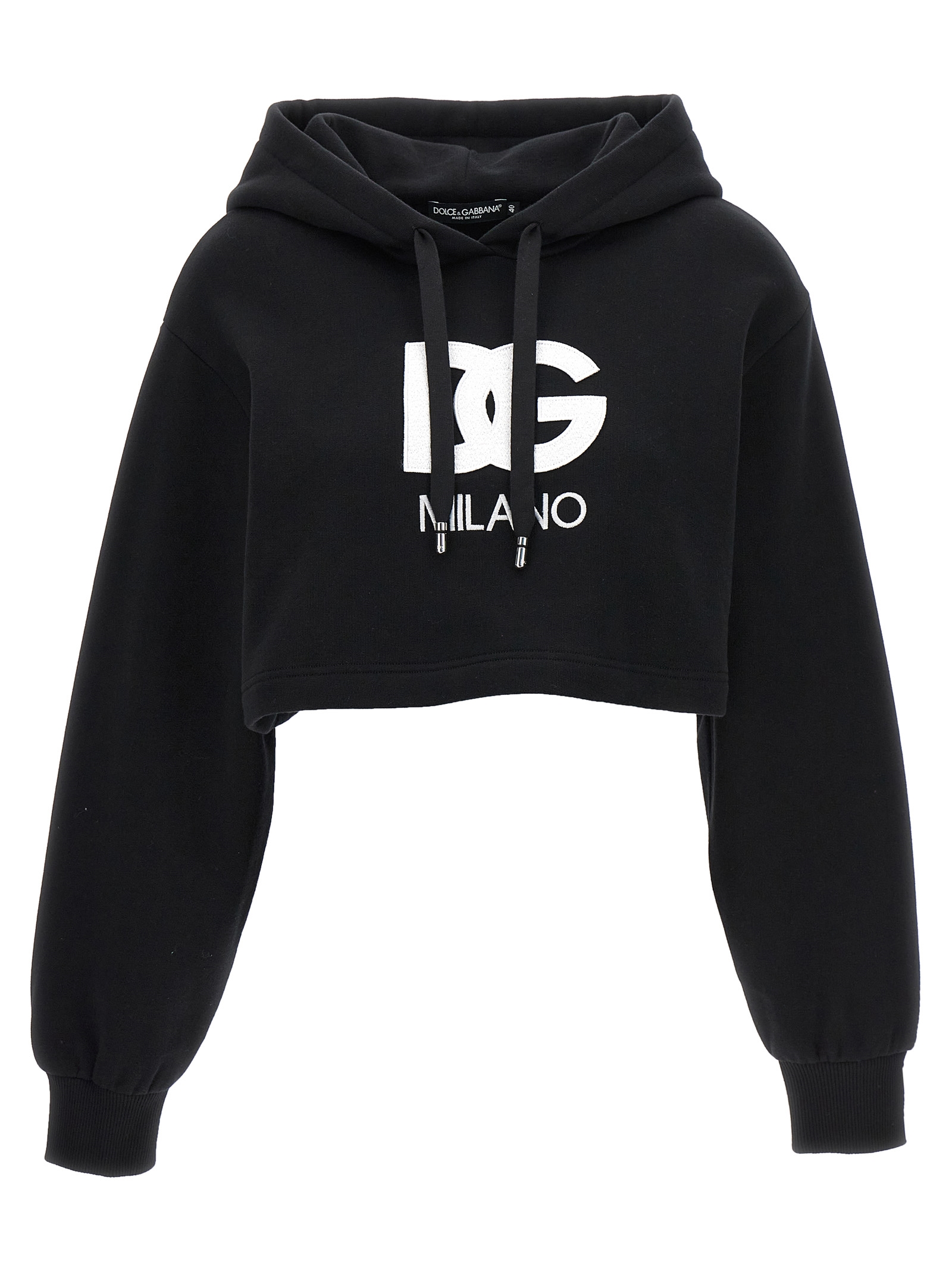 Logo embroidery cropped hoodie