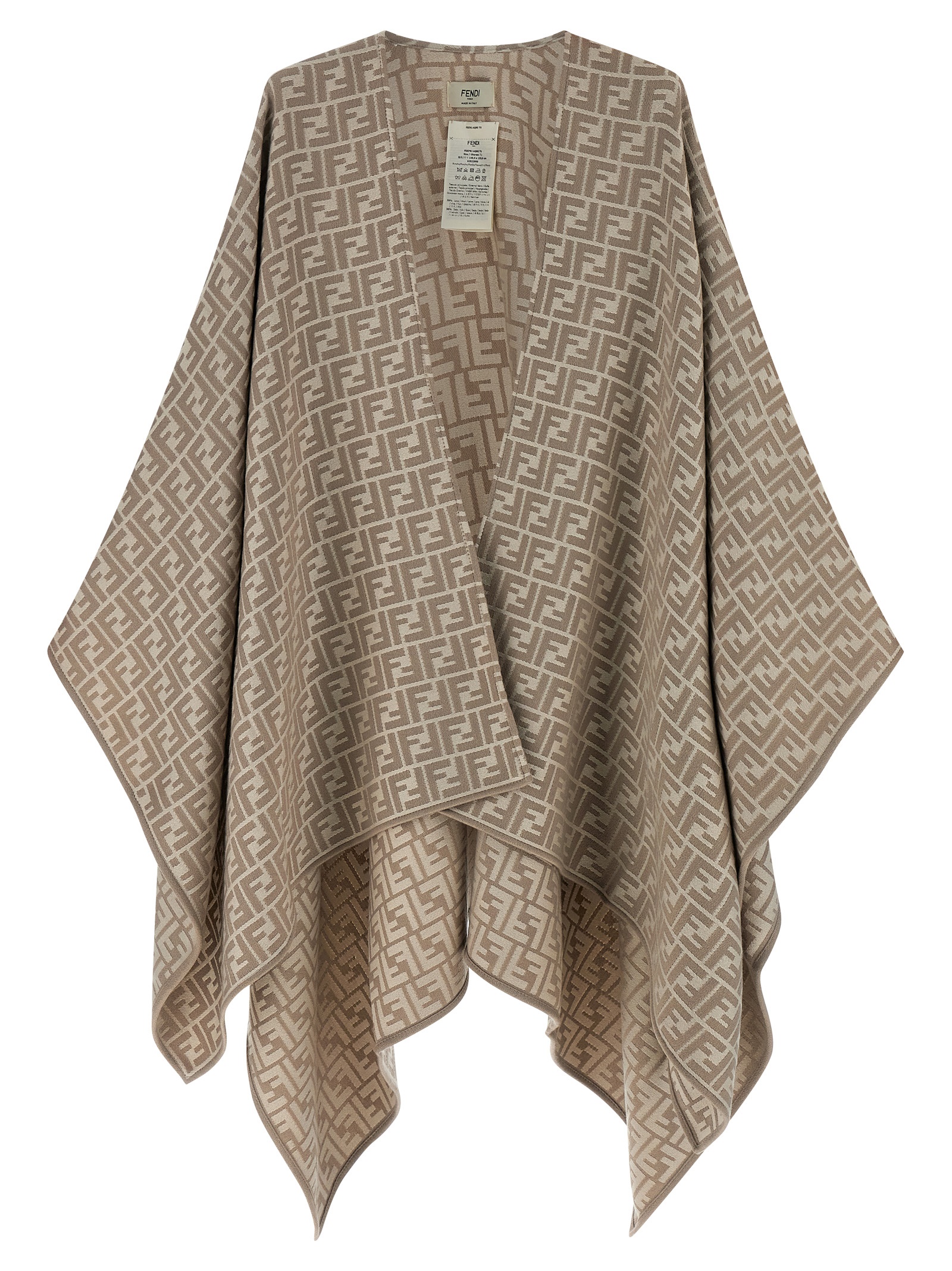 'FF' jacquard poncho