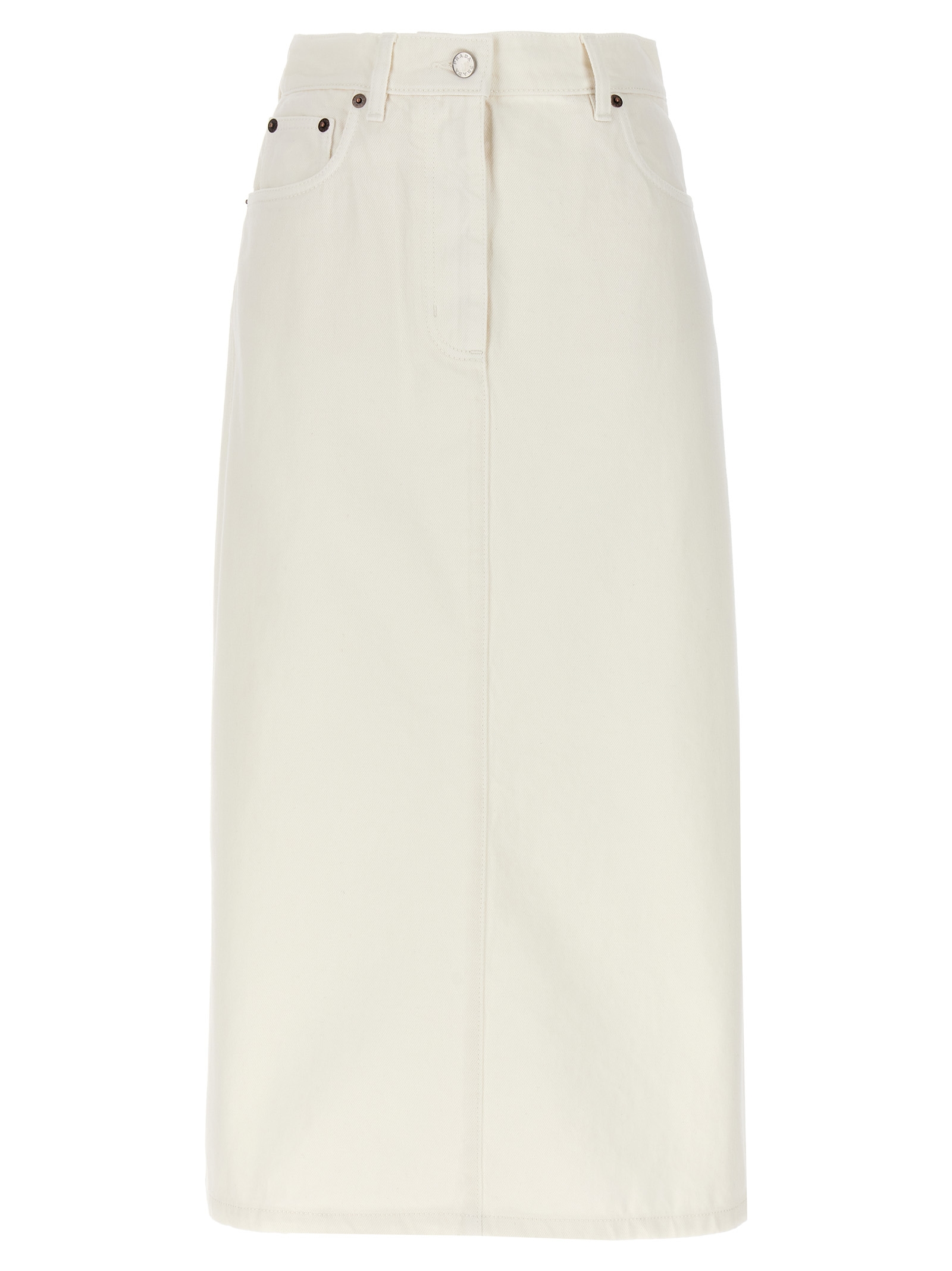 Logo denim midi skirt