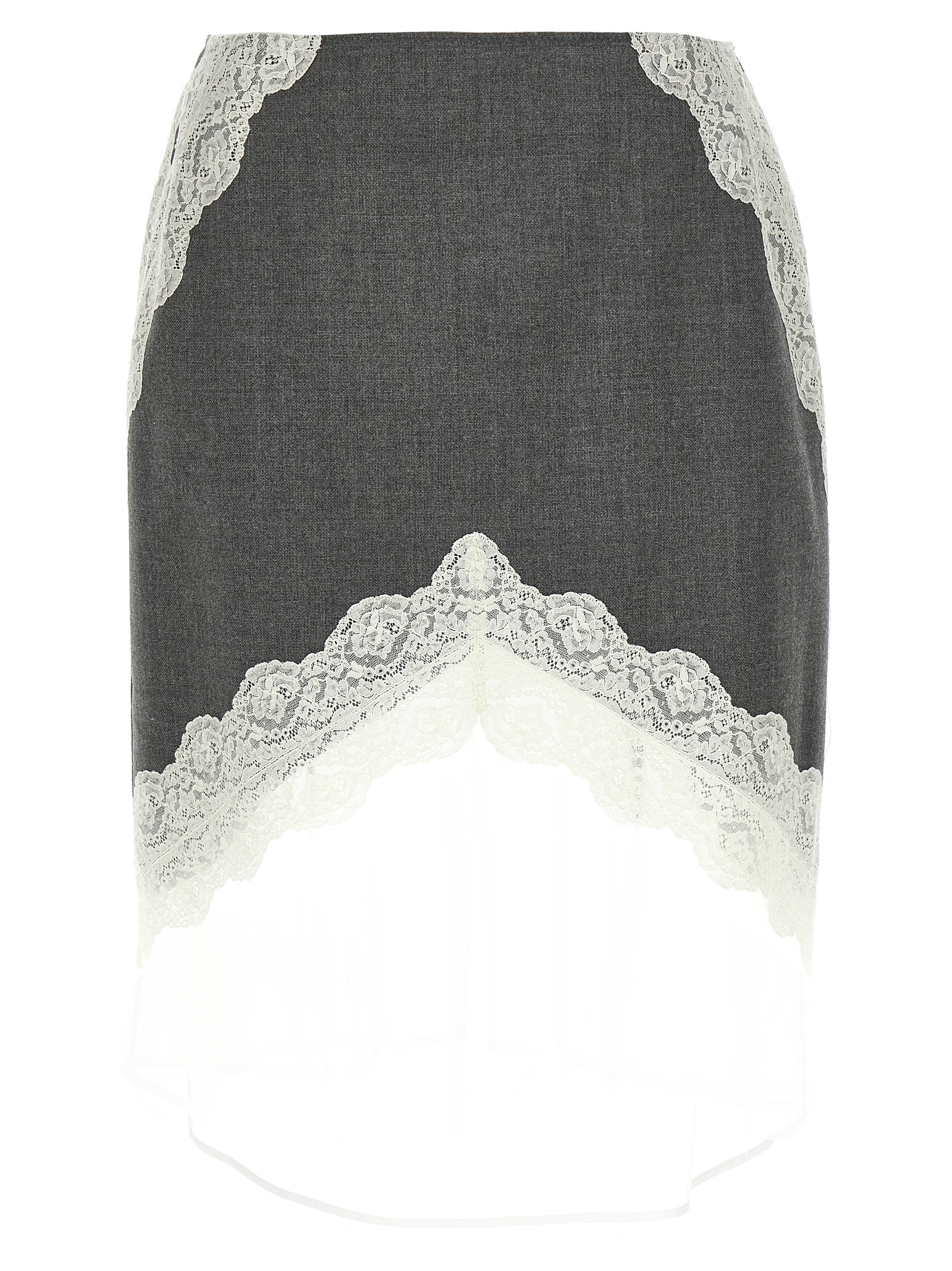 Organza lace wool skirt