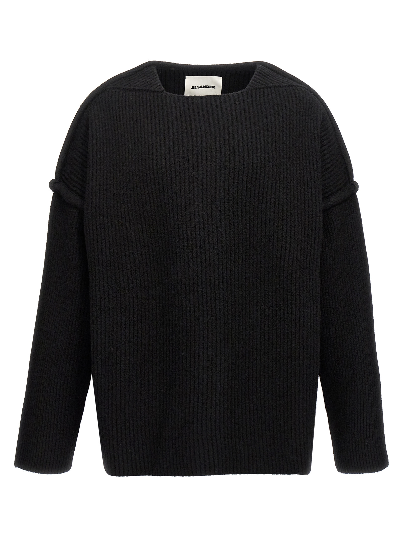 Geometric neckline sweater