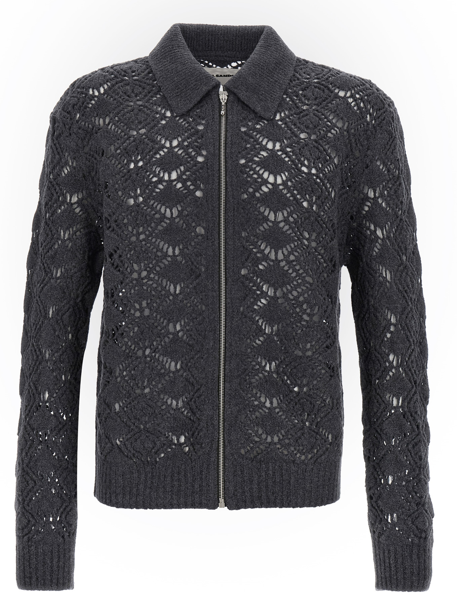 Openwork wool cardigan
