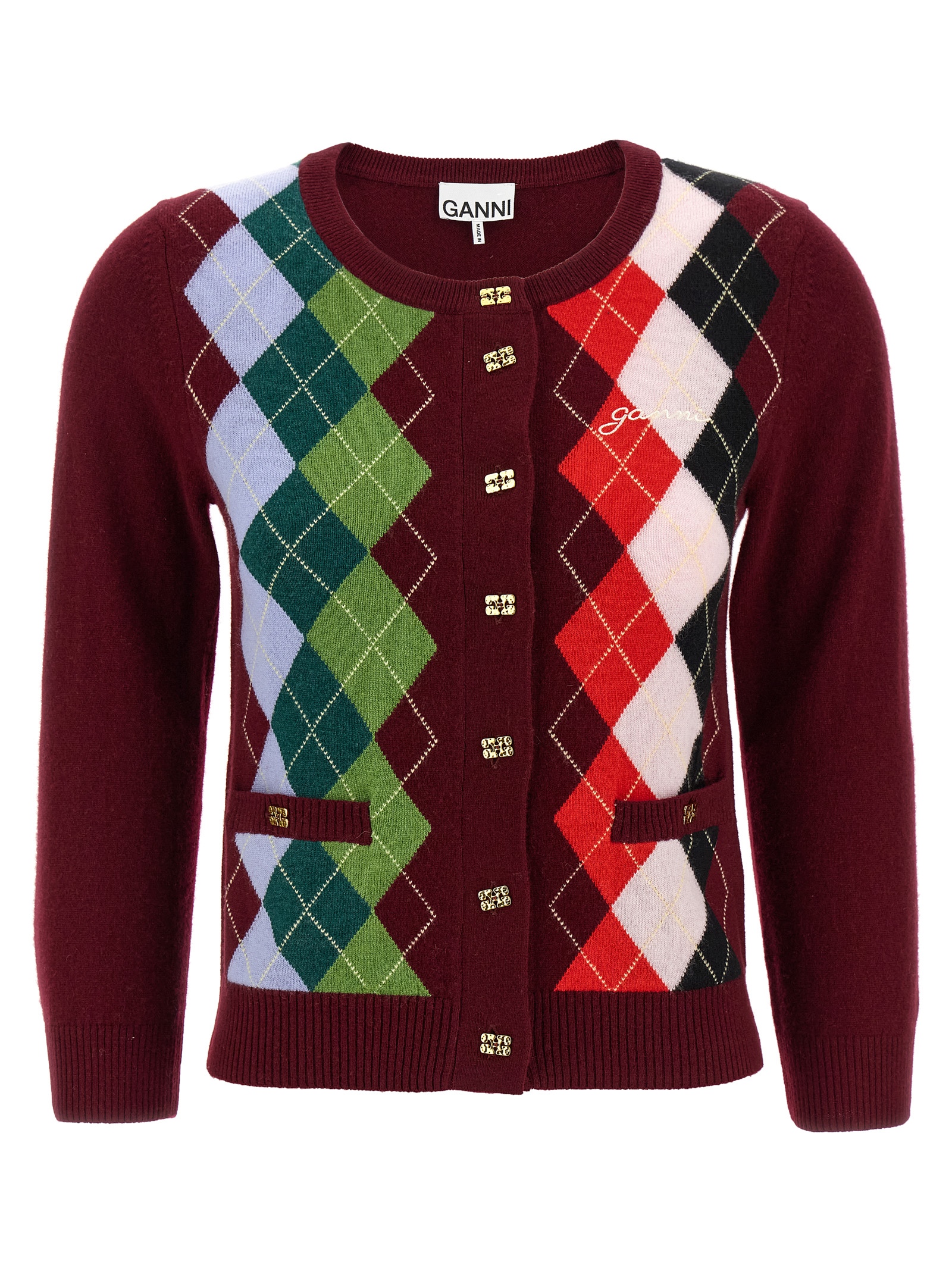 'Burgundy Check' cardigan