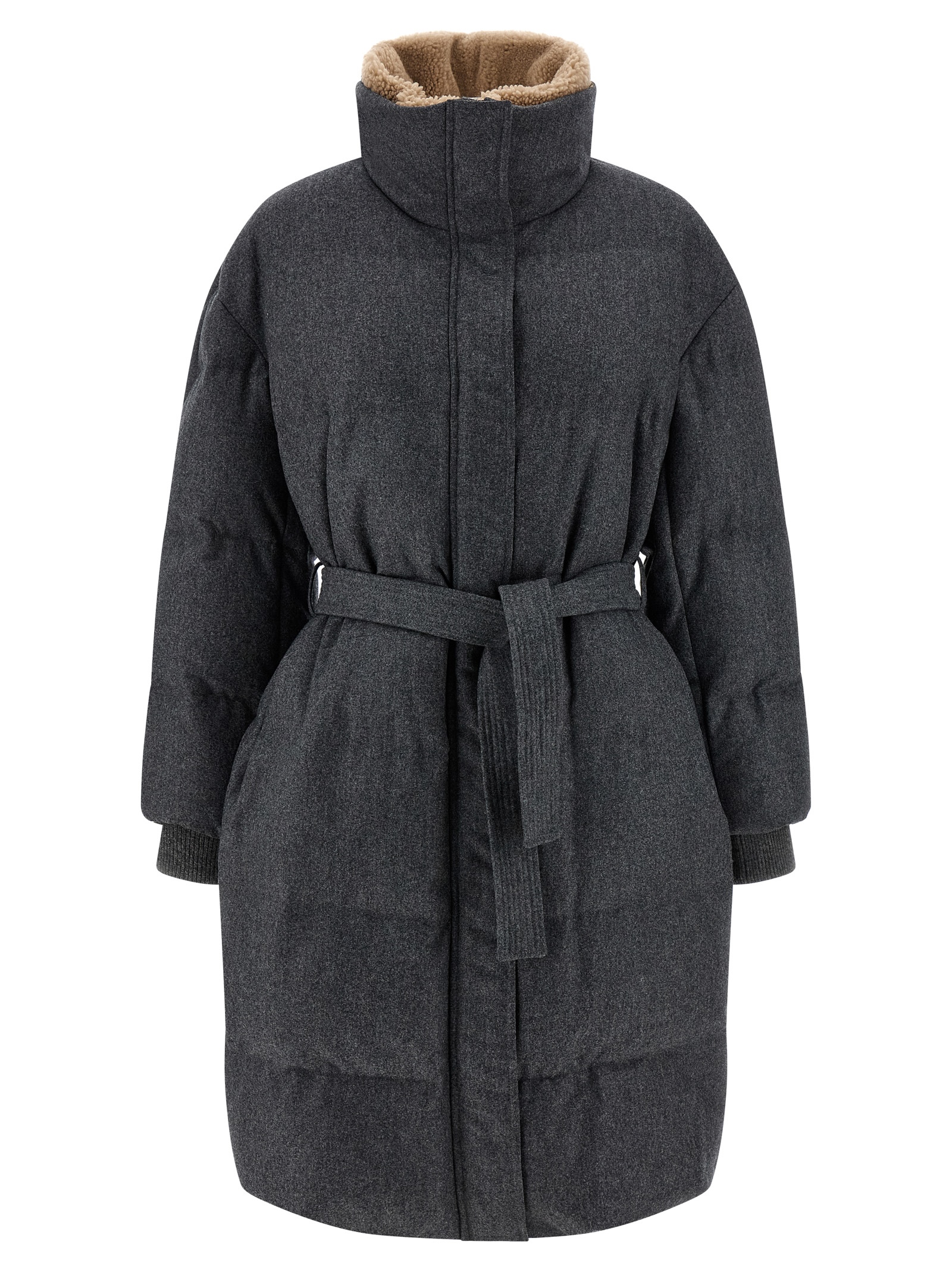 Shearling neck down jacket