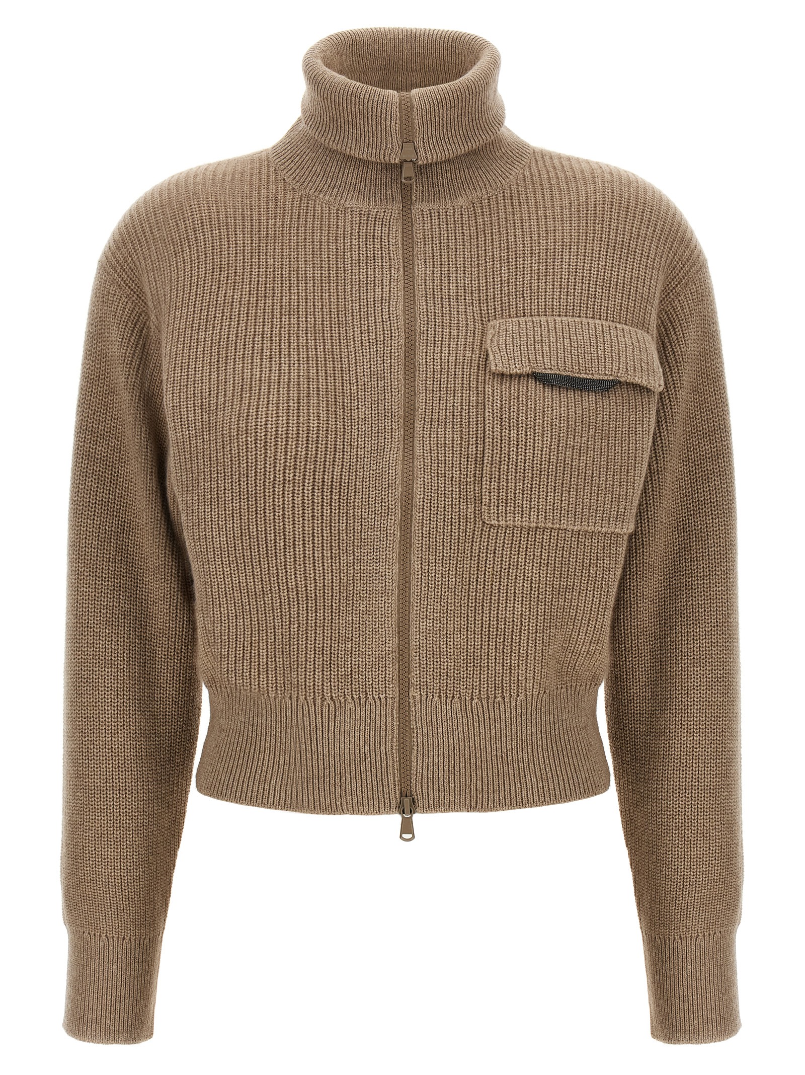 'Shiny Flap Detail' cropped cardigan