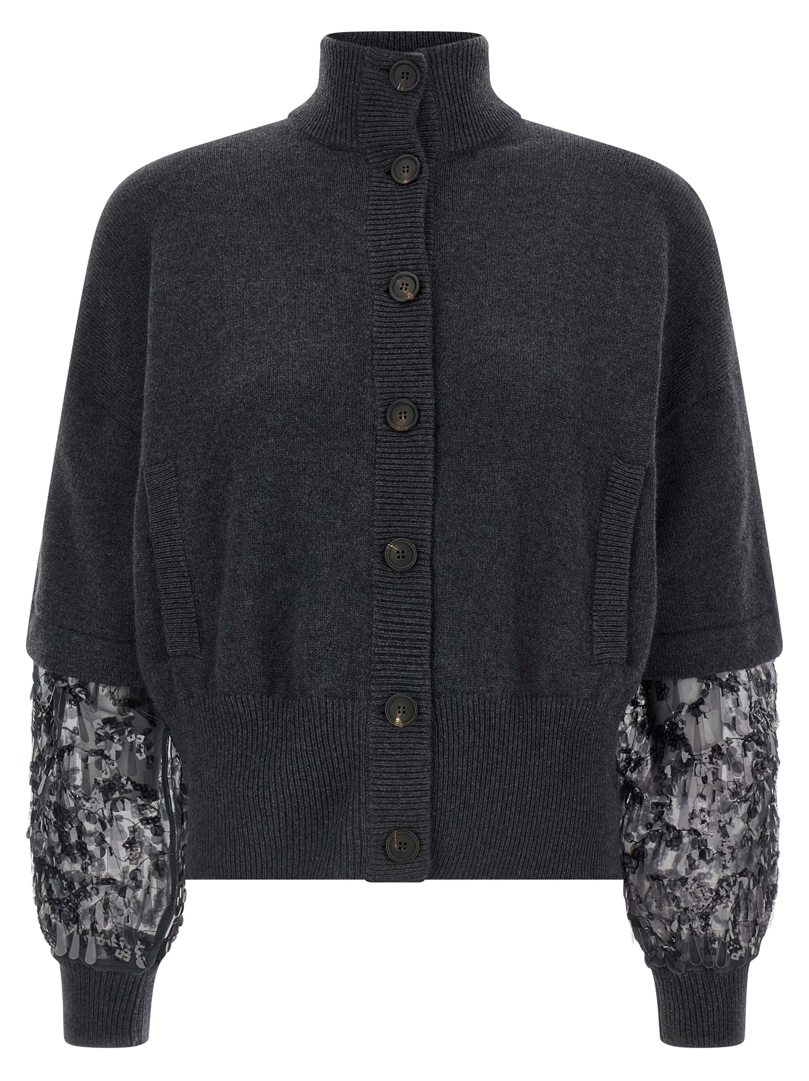 Sequin sleeve cardigan