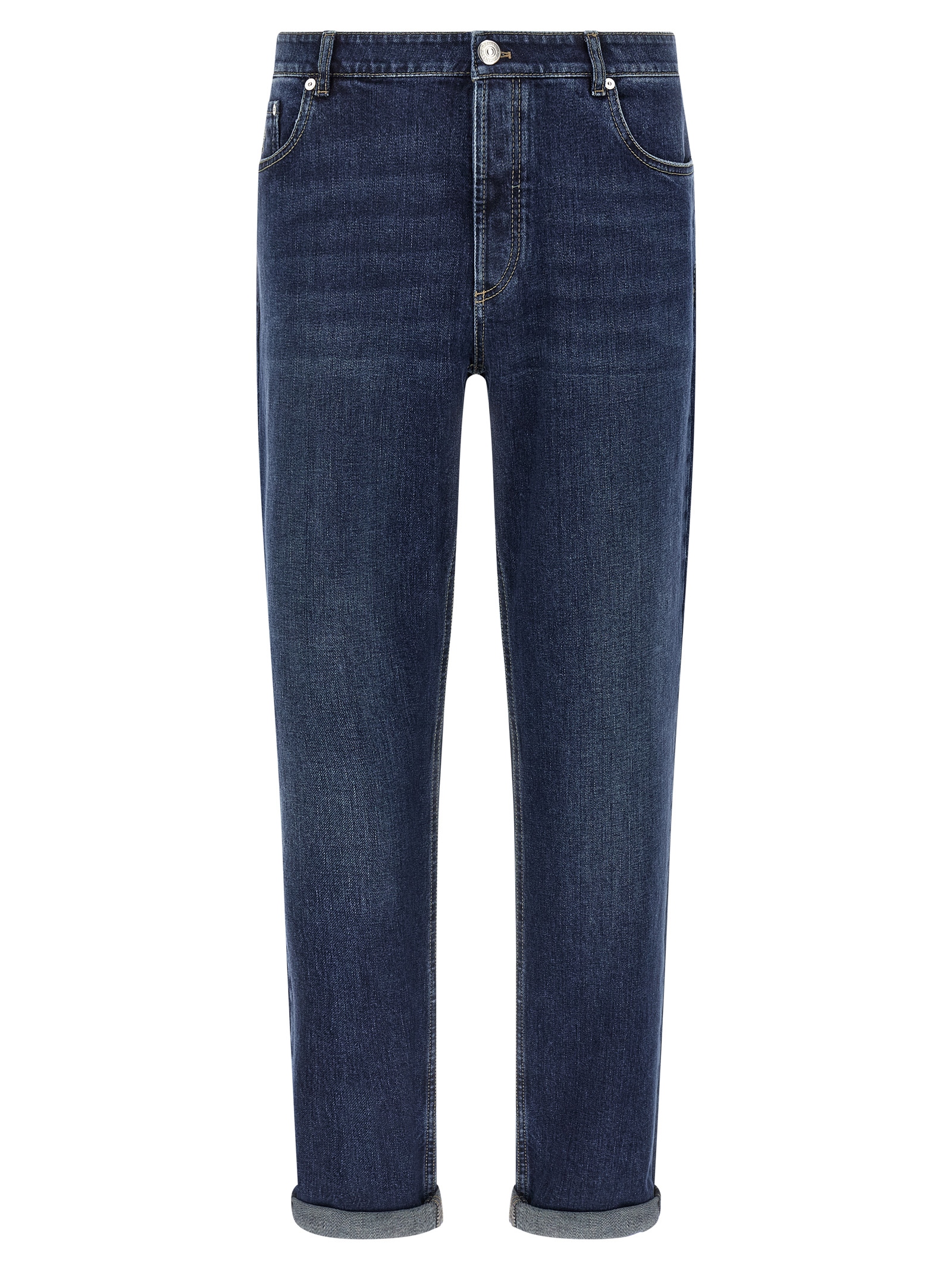 Logo embroidery stretch jeans