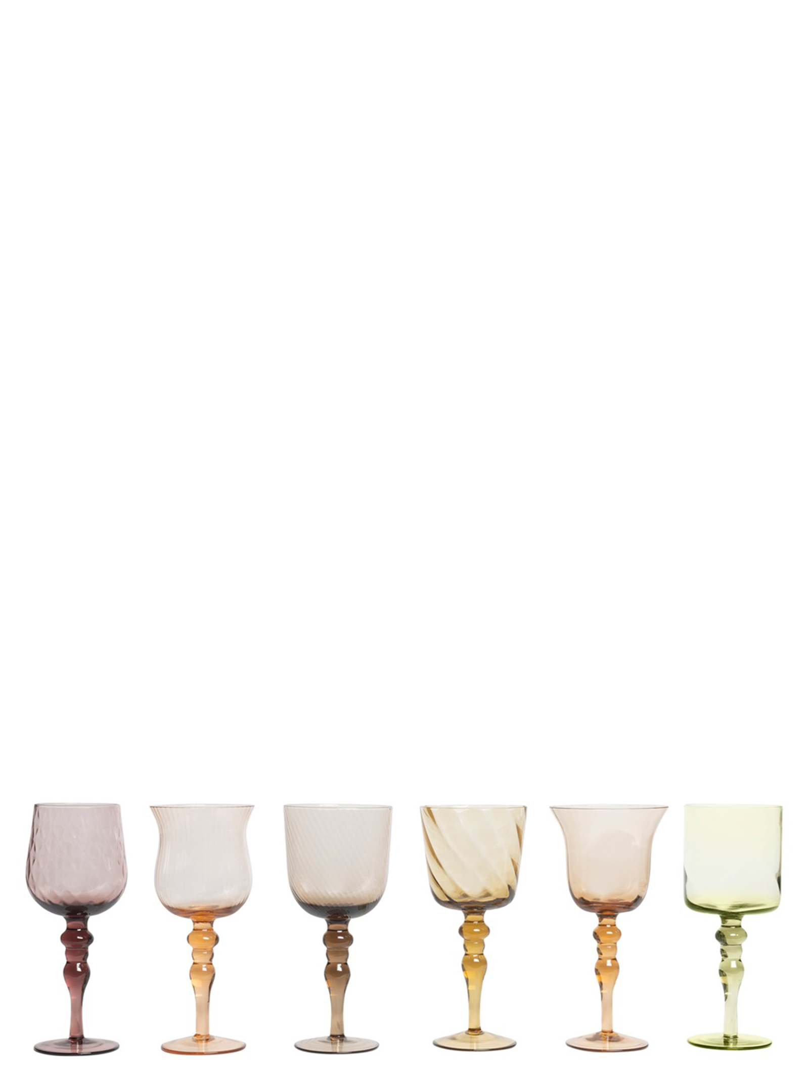 Set 6 Calici Assorted Shapes - Amber/Pink Texture Nuance