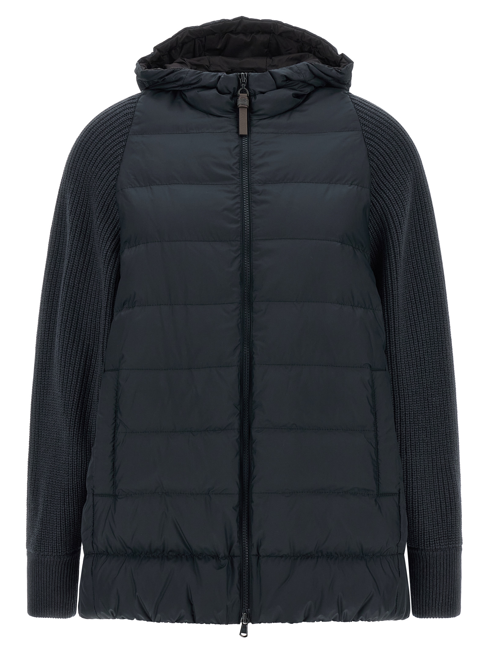 'Shiny Zipper Pull' down jacket