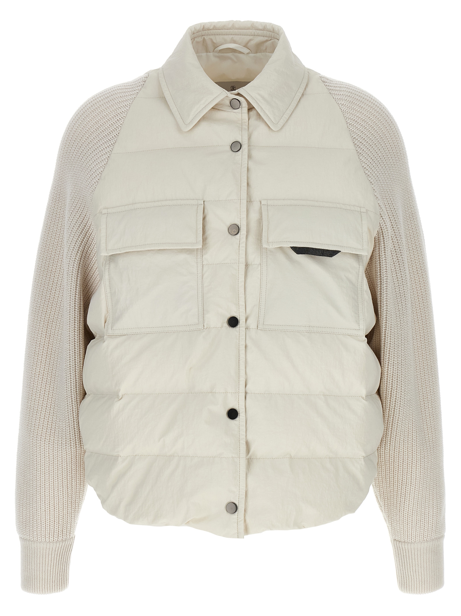 Two-material 'Shiny Flap Detail' down jacket