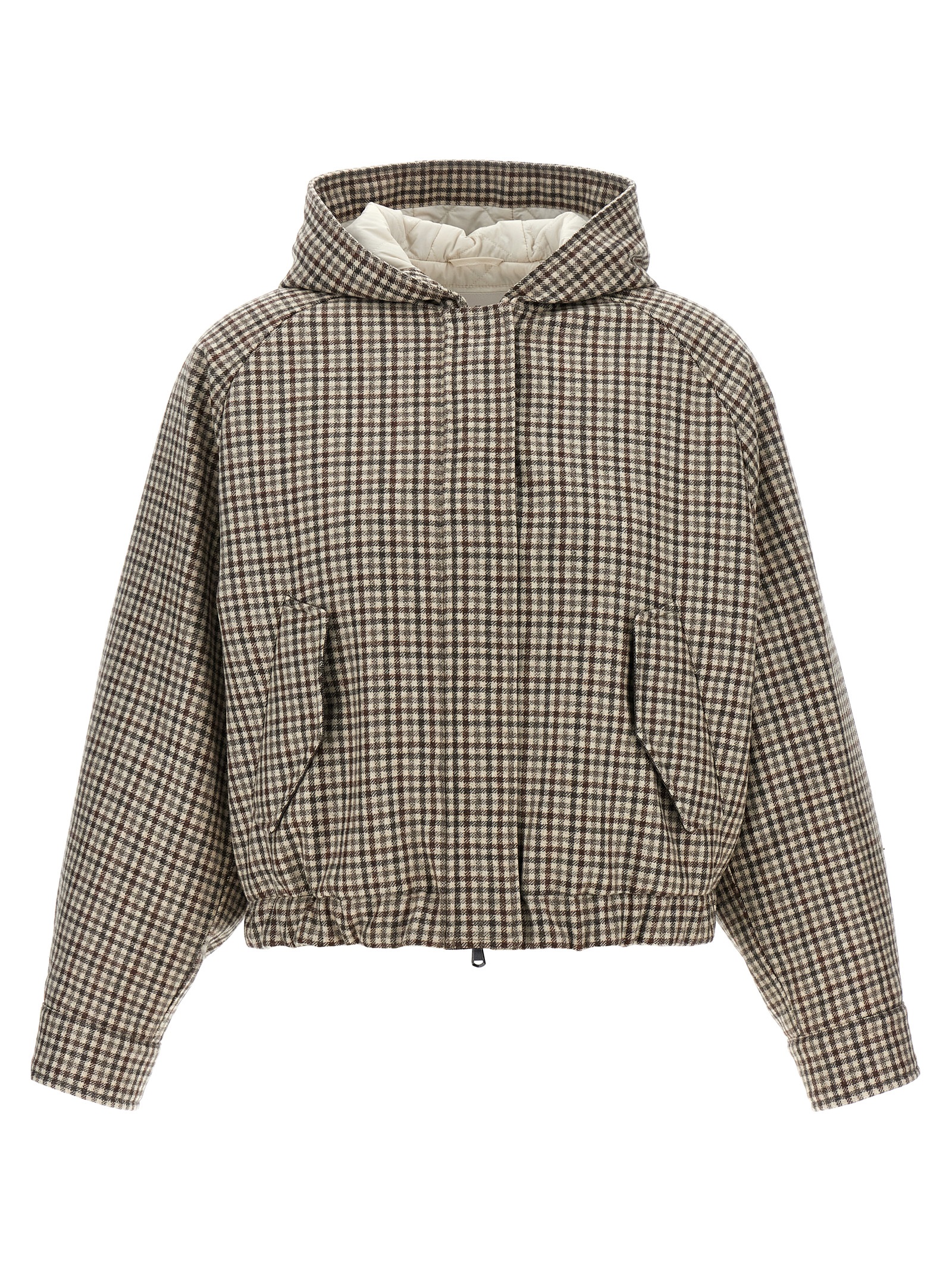 'Shiny Zipper Pull' check jacket