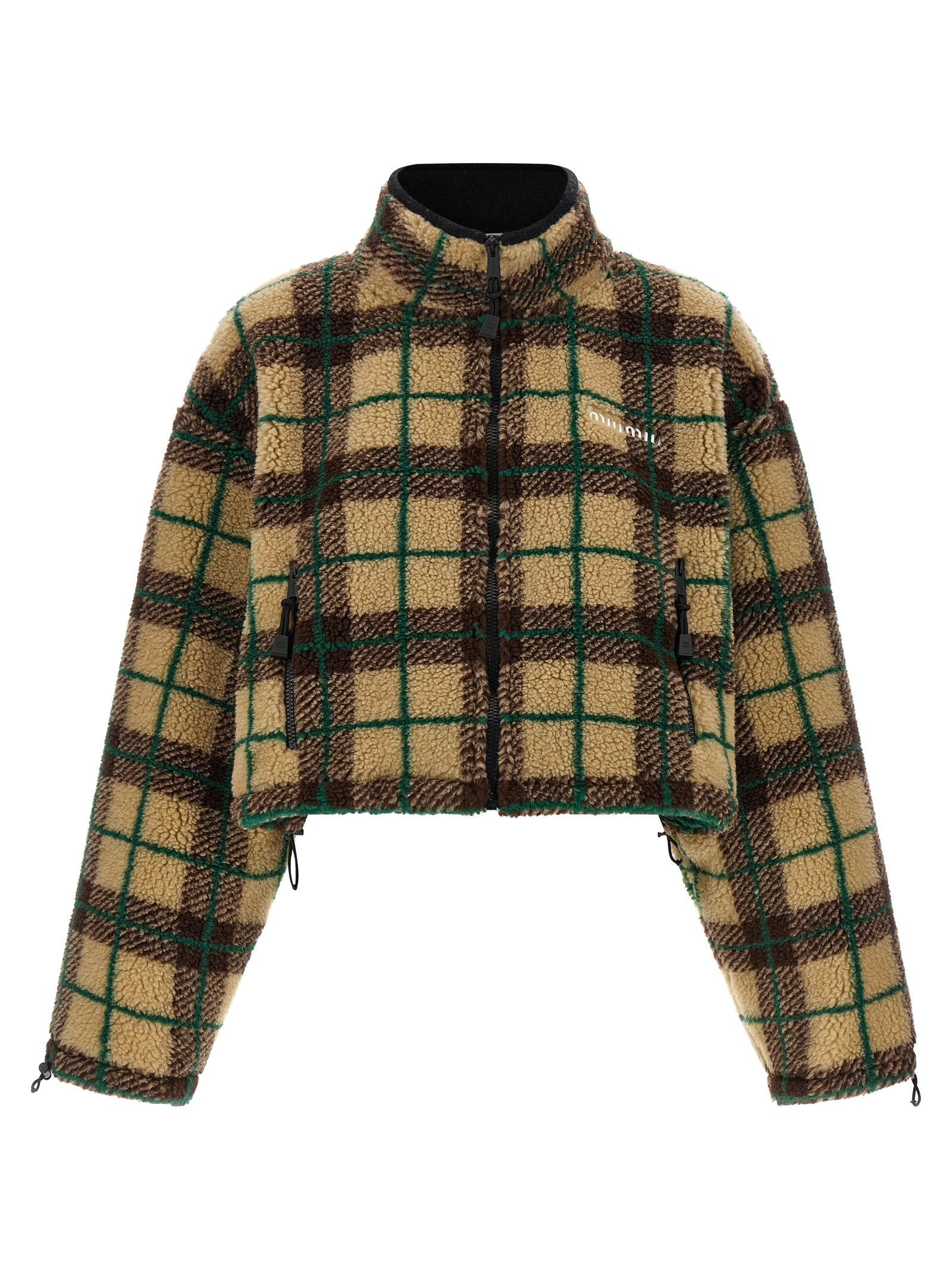 Teddy check cropped sweatshirt