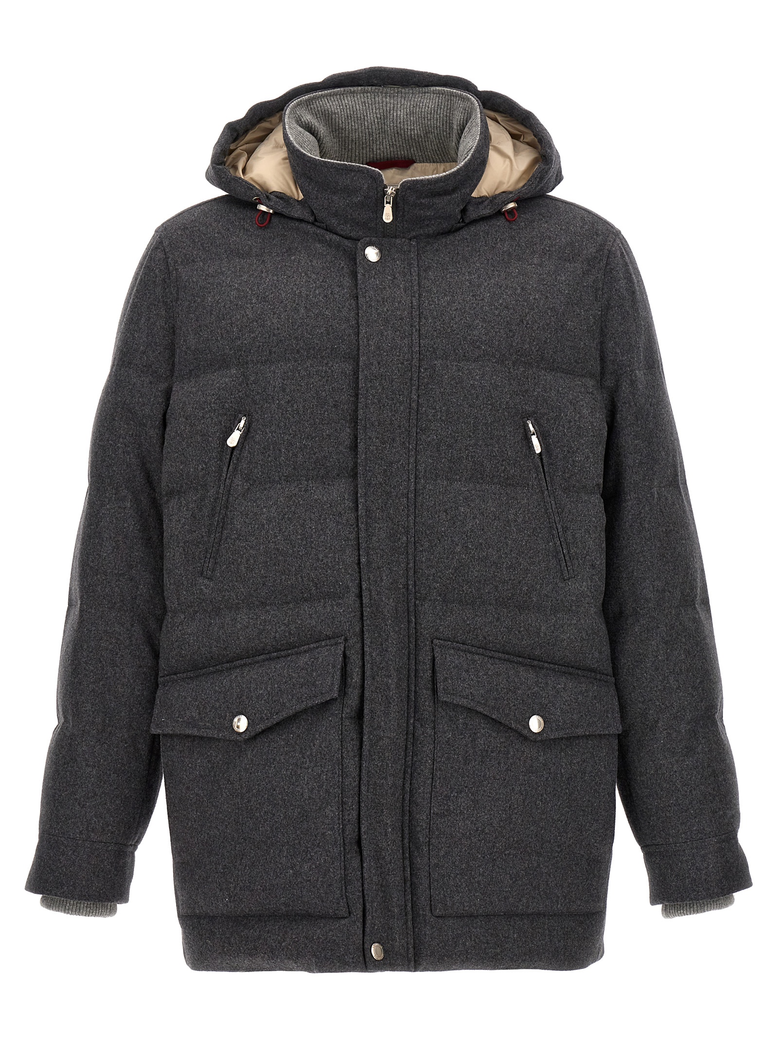 Long hooded down jacket