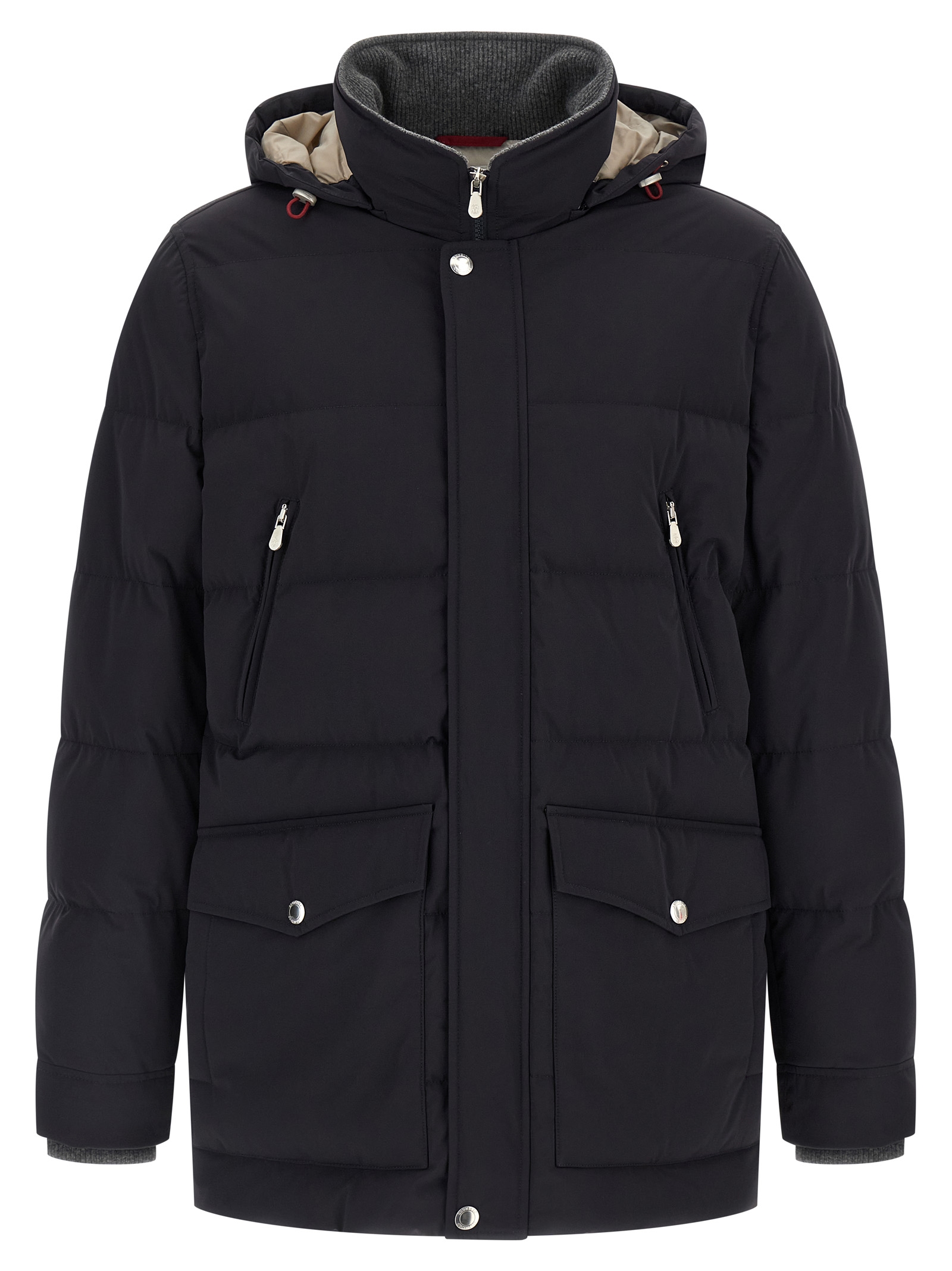 Knit insert down jacket